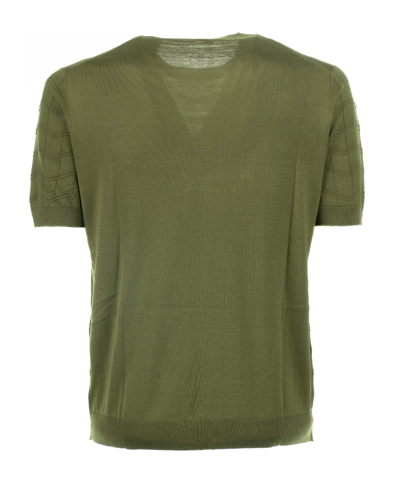 Paolo Pecora Green Cotton And Silk T-shirt - VERDE