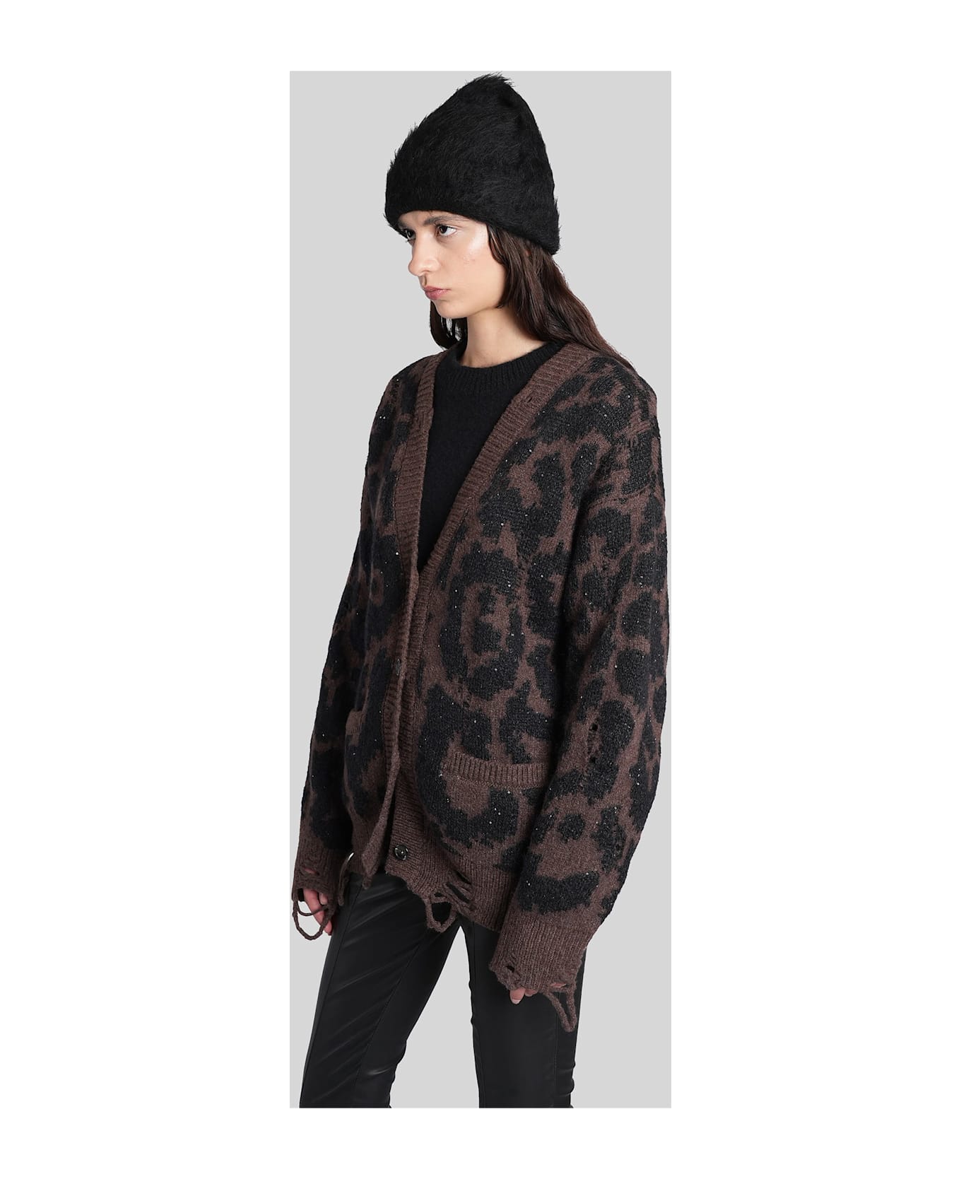 Laneus Cardigan In Black Wool - MACULATO