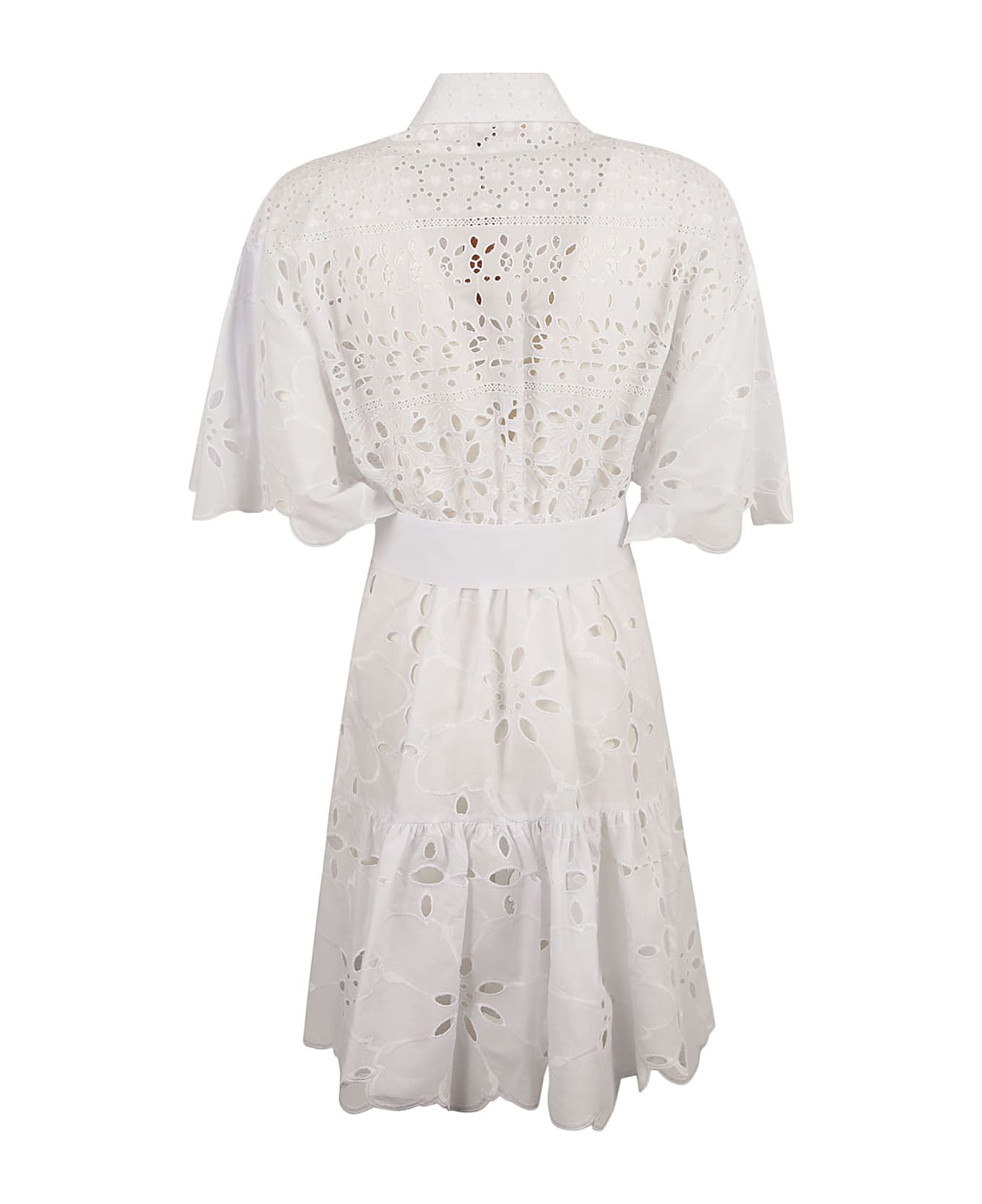 Ermanno Scervino Tie-waist Perforated Shirt Dress - Bright White