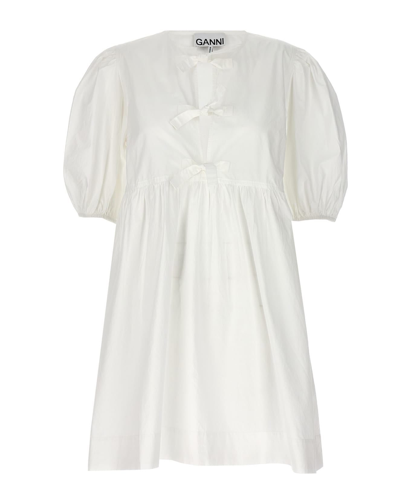 Ganni Knot Poplin Dress - Bright White