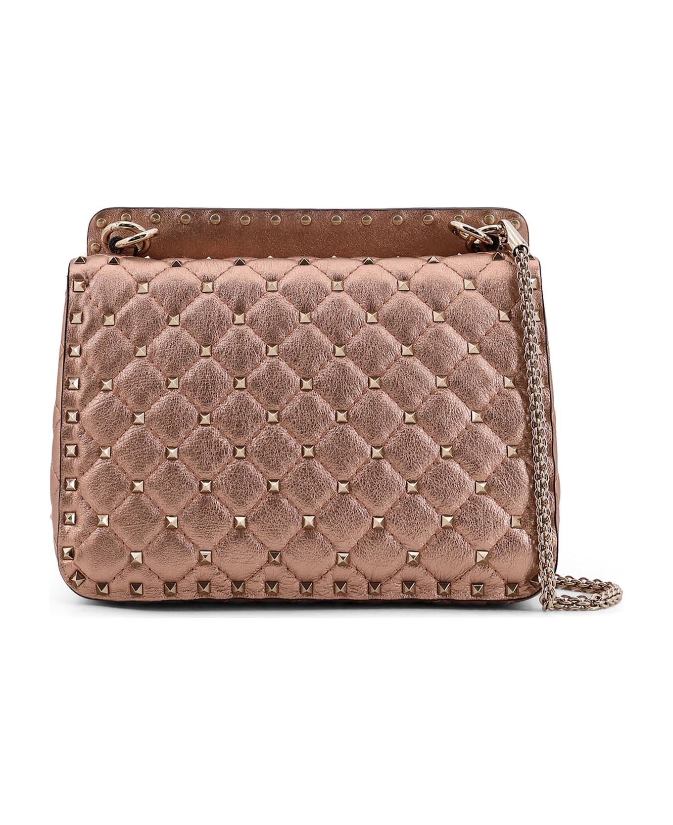 Valentino Garavani Laminated Leather Rockstud Spike Crossbody Bag - ROSE CANNELLE