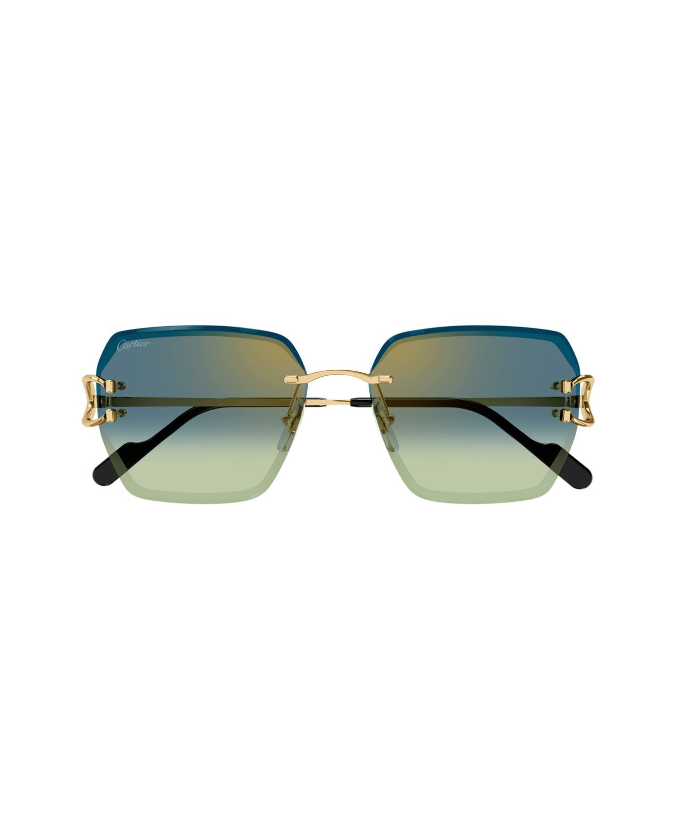 Cartier Eyewear Cartier Ct0466s Décor C Classique 003 Gold Green Sunglasses - Oro