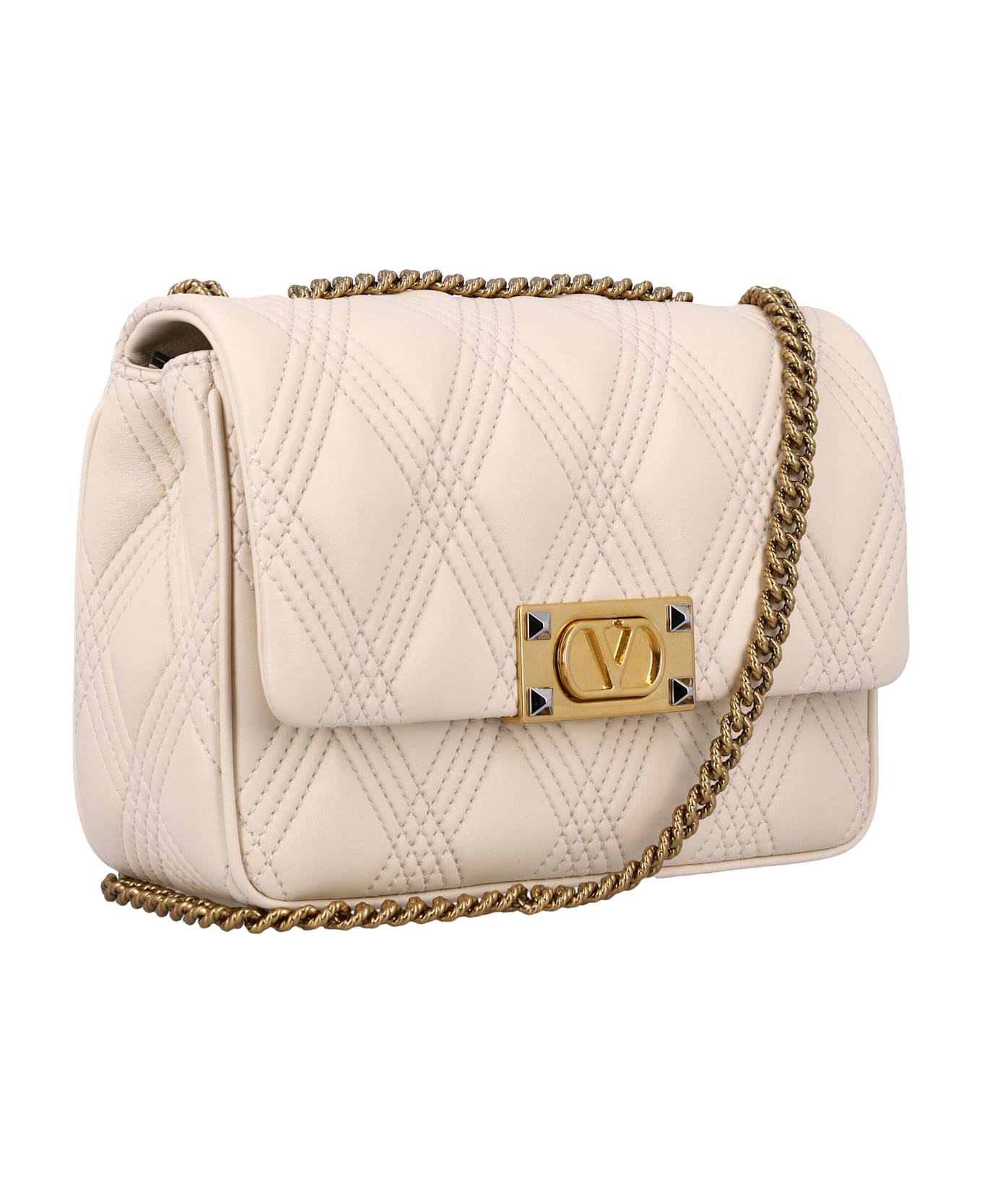 Valentino Garavani Quiltie 67 Medium Shoulder Bag - BUTTERWHITE