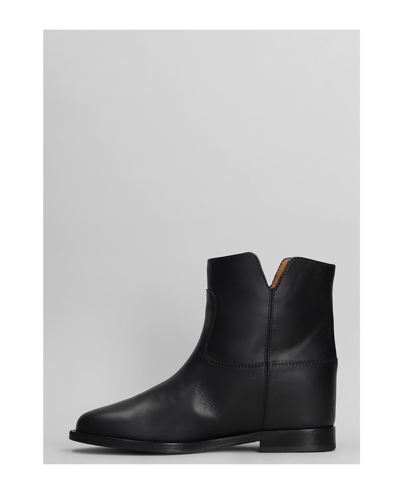 Via Roma 15 Ankle Boots Inside Wedge In Black Leather - black