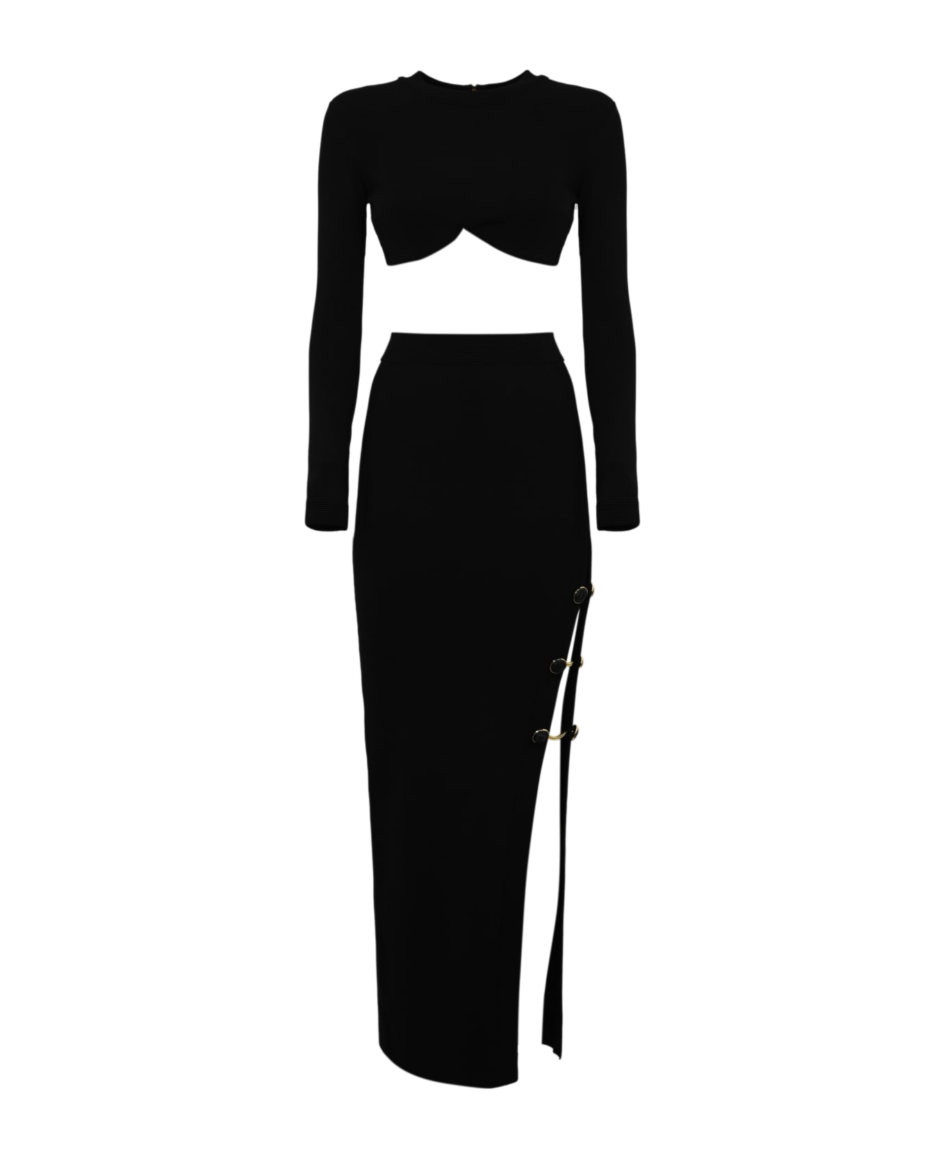 Elisabetta Franchi Black Knitted Suit - Nero ワンピース＆ドレス