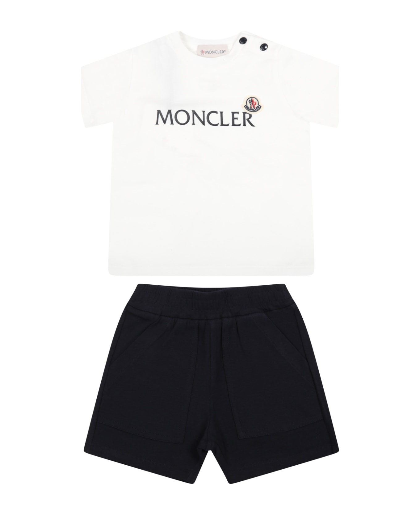 Moncler Multicolor Set For Baby Boy With Logo - White and blue