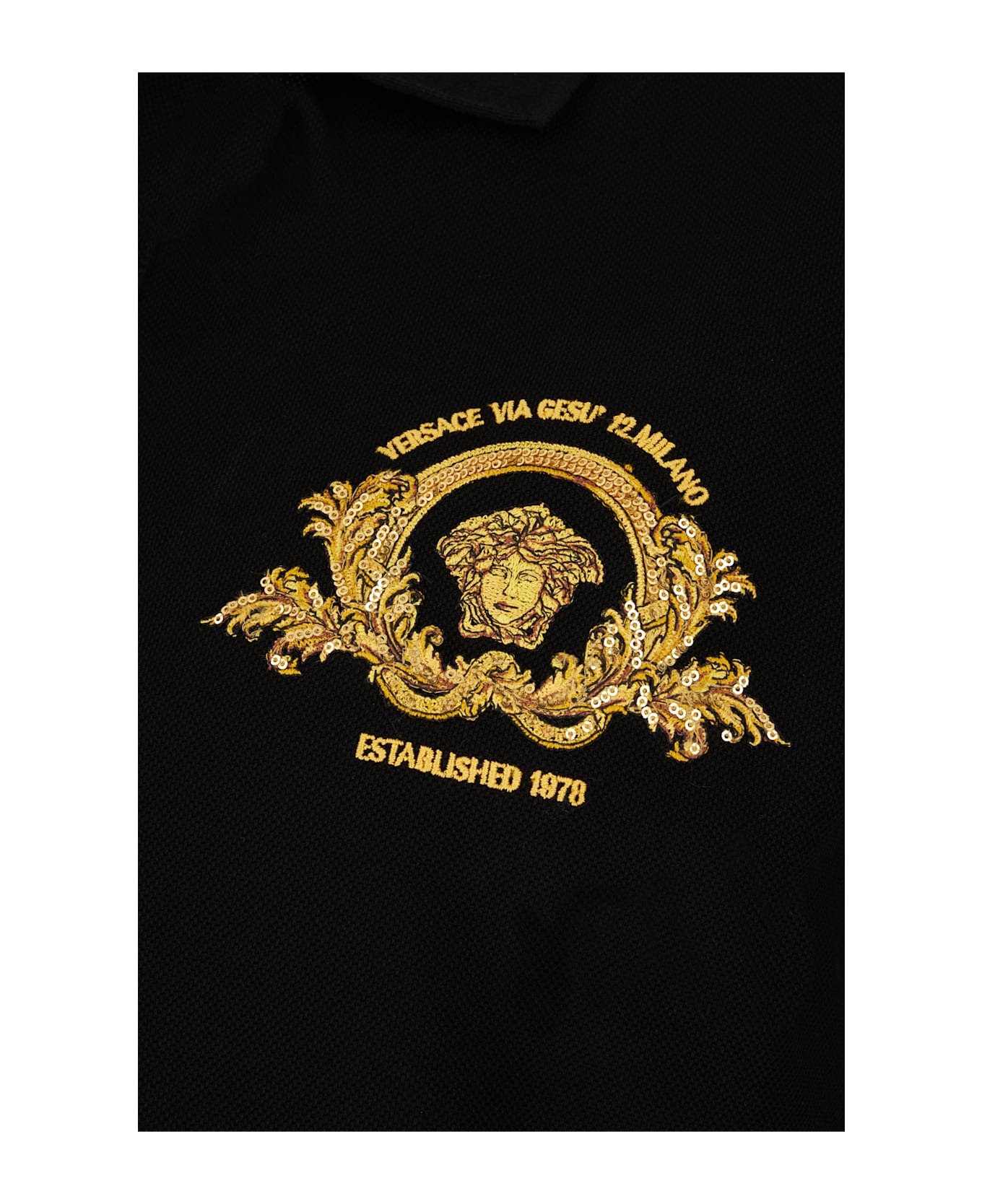 Versace Black Piquet Polo Shirt - BLACK