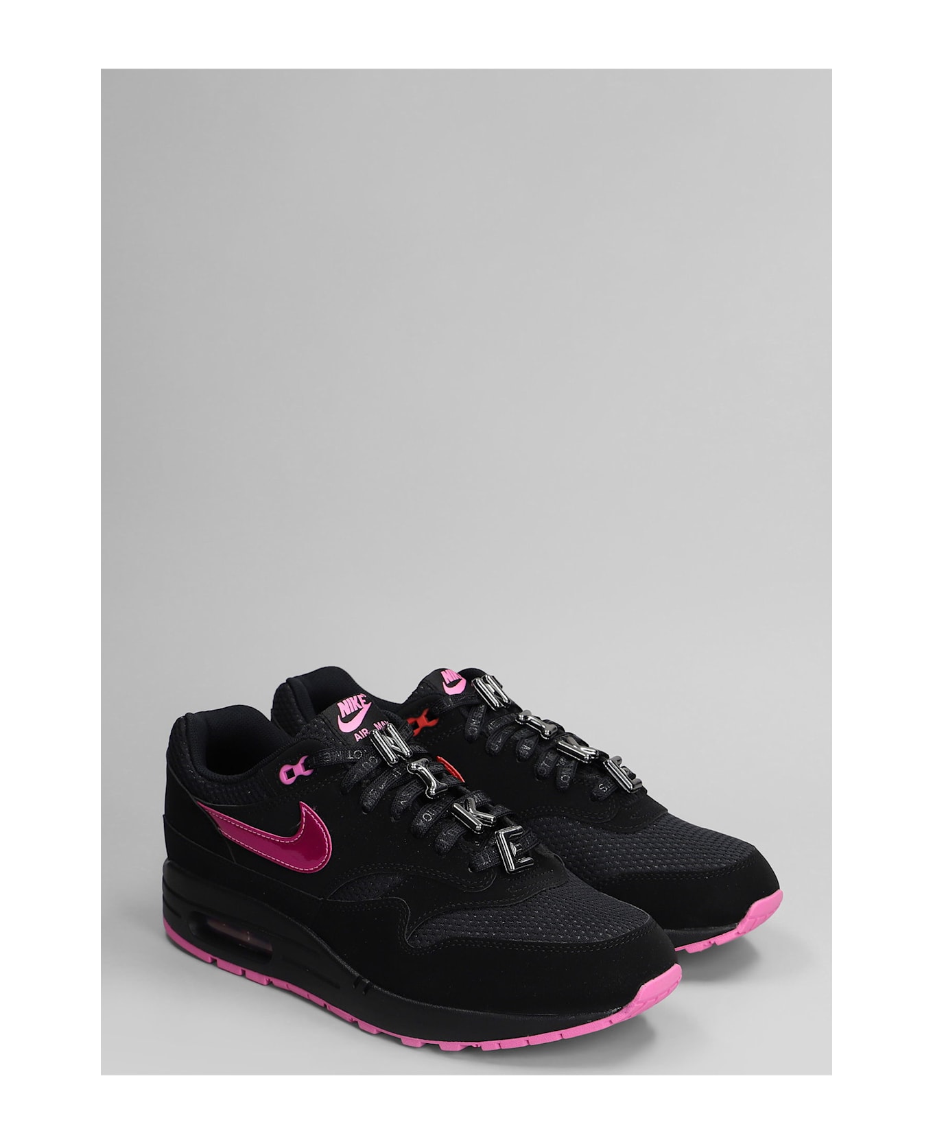 Nike Air Max 1 Prm Sneakers In Black Suede And Fabric - black