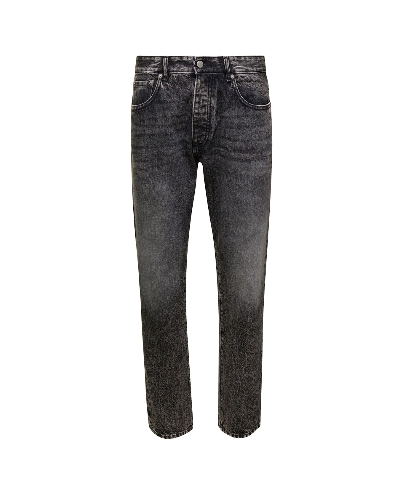 Icon Denim 'kanye' Black Five-pocket Jeans With Logo Patch In Cotton Denim Man - Grey デニム