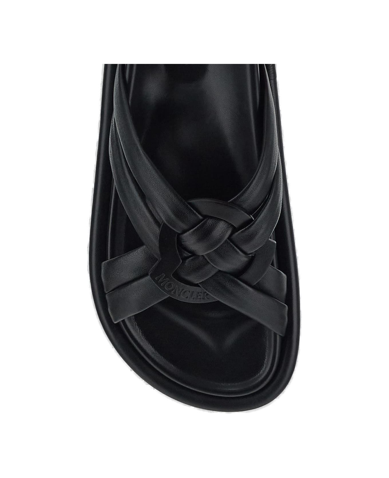 Moncler Logo Embossed Sandals - Black