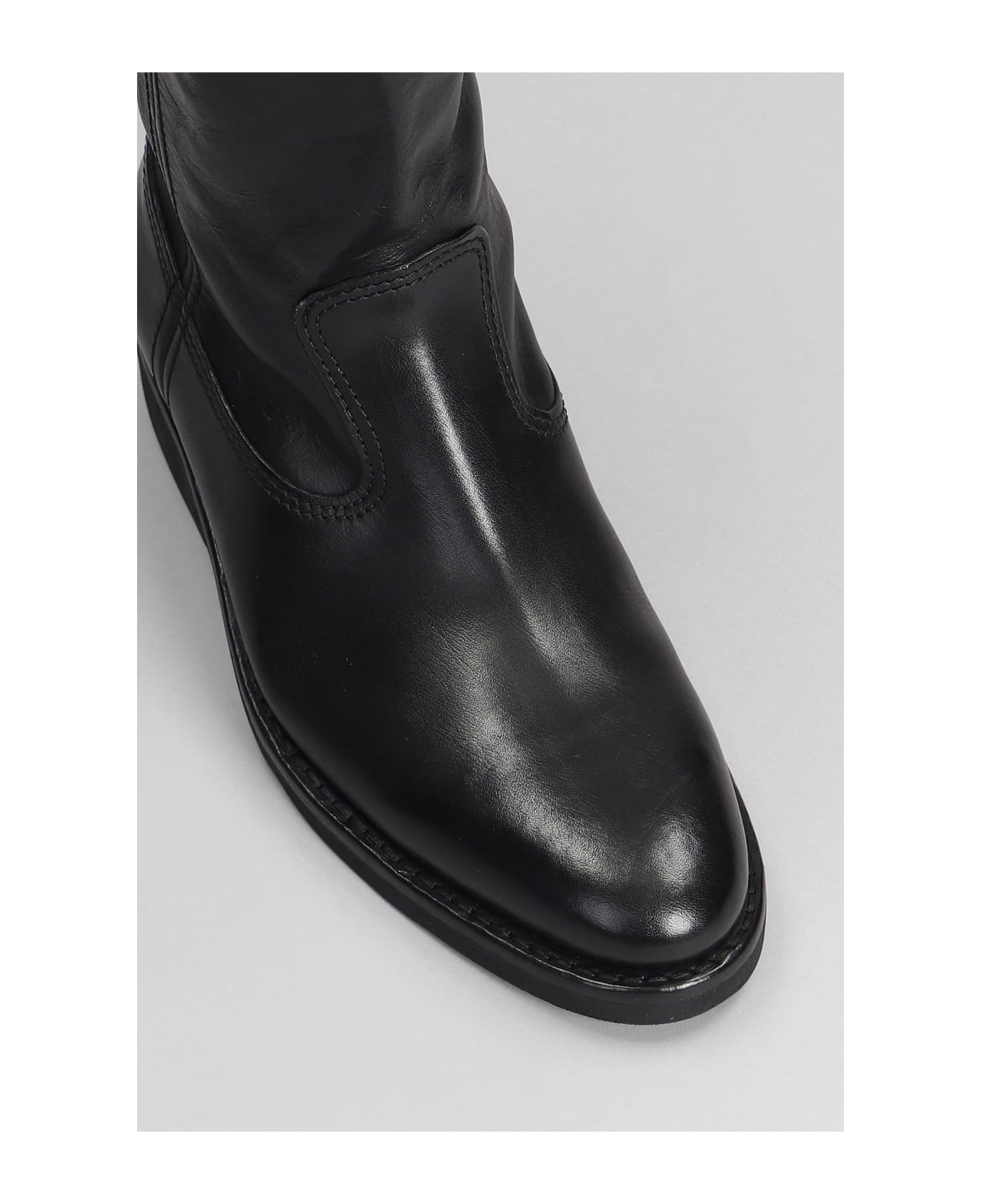 Golden Goose Biker Low Heels Ankle Boots In Black Leather - black