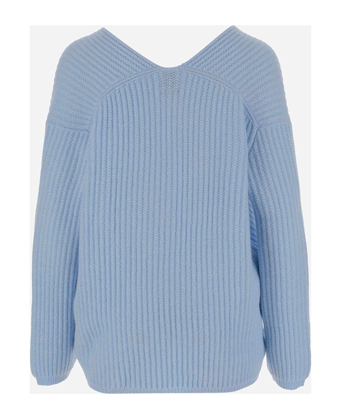 Allude Ribbed Cashmere Pullover - Clear Blue