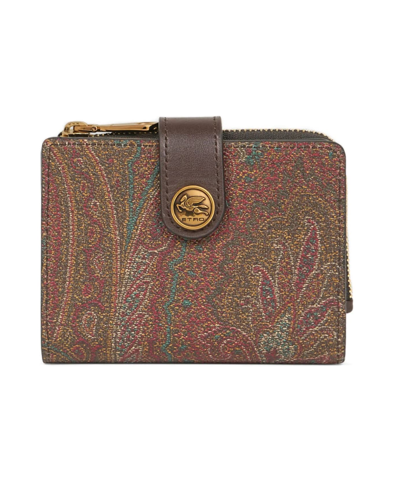 Etro Wallet In Iconic Paisley Jacquard Fabric - Brown