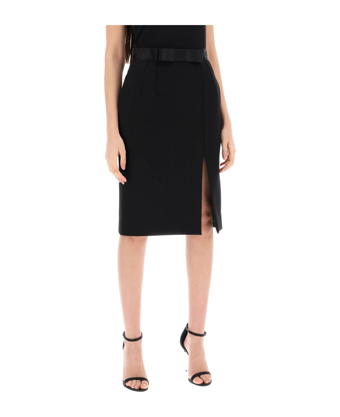 Dolce & Gabbana 'knee-length Skirt With Satin - NERO (Black)