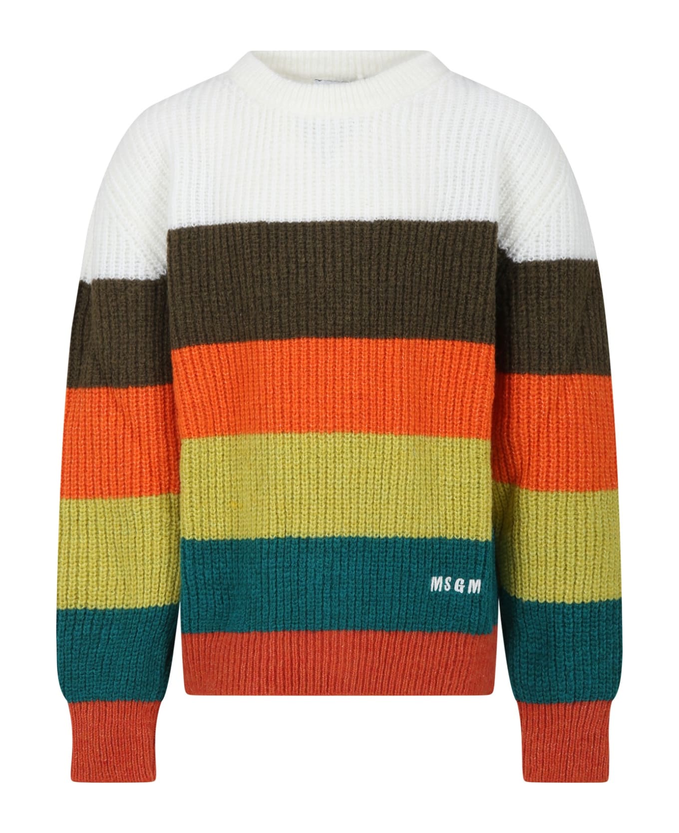 MSGM Multicolored Sweater For Girl With Logo - Multicolor
