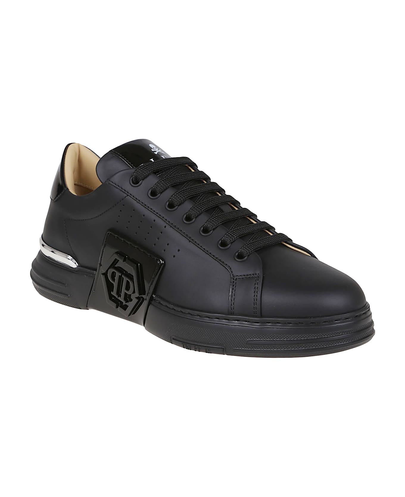 Philipp Plein Lo-top Leather Sneakers Phantom Kick$ - Black Black