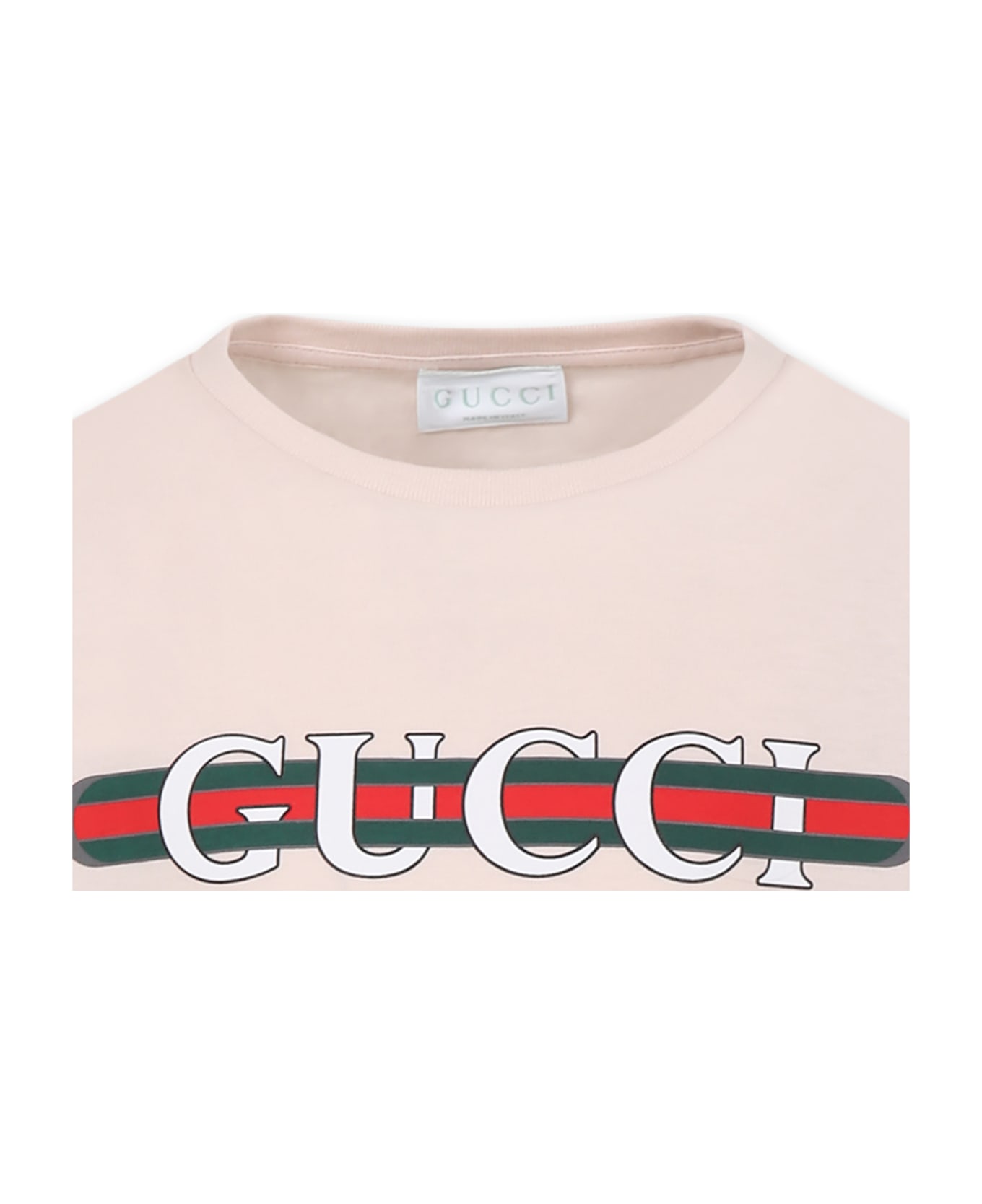 Gucci Pink T-shirt For Girl With Logo - Pink