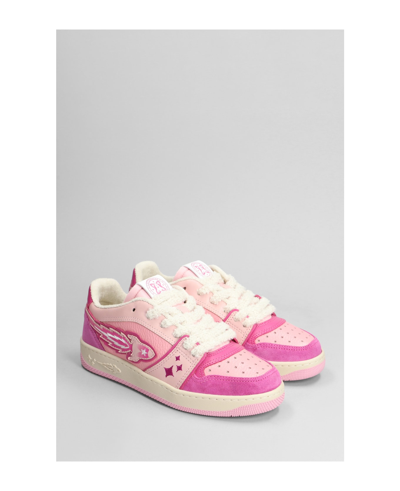 Enterprise Japan Sneakers In Rose-pink Suede And Leather - rose-pink
