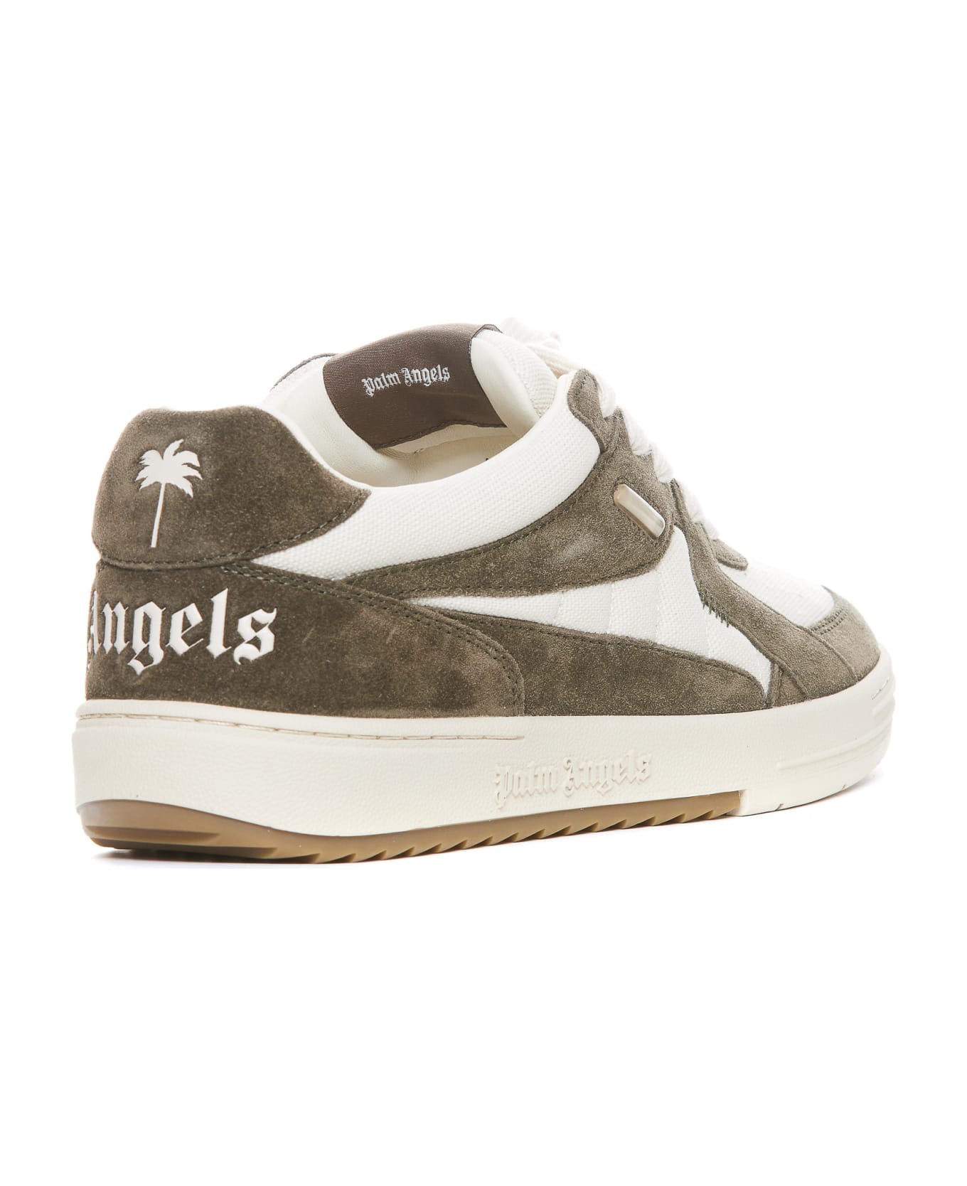 Palm Angels Logo Embroidered University Sneakers - White Dark