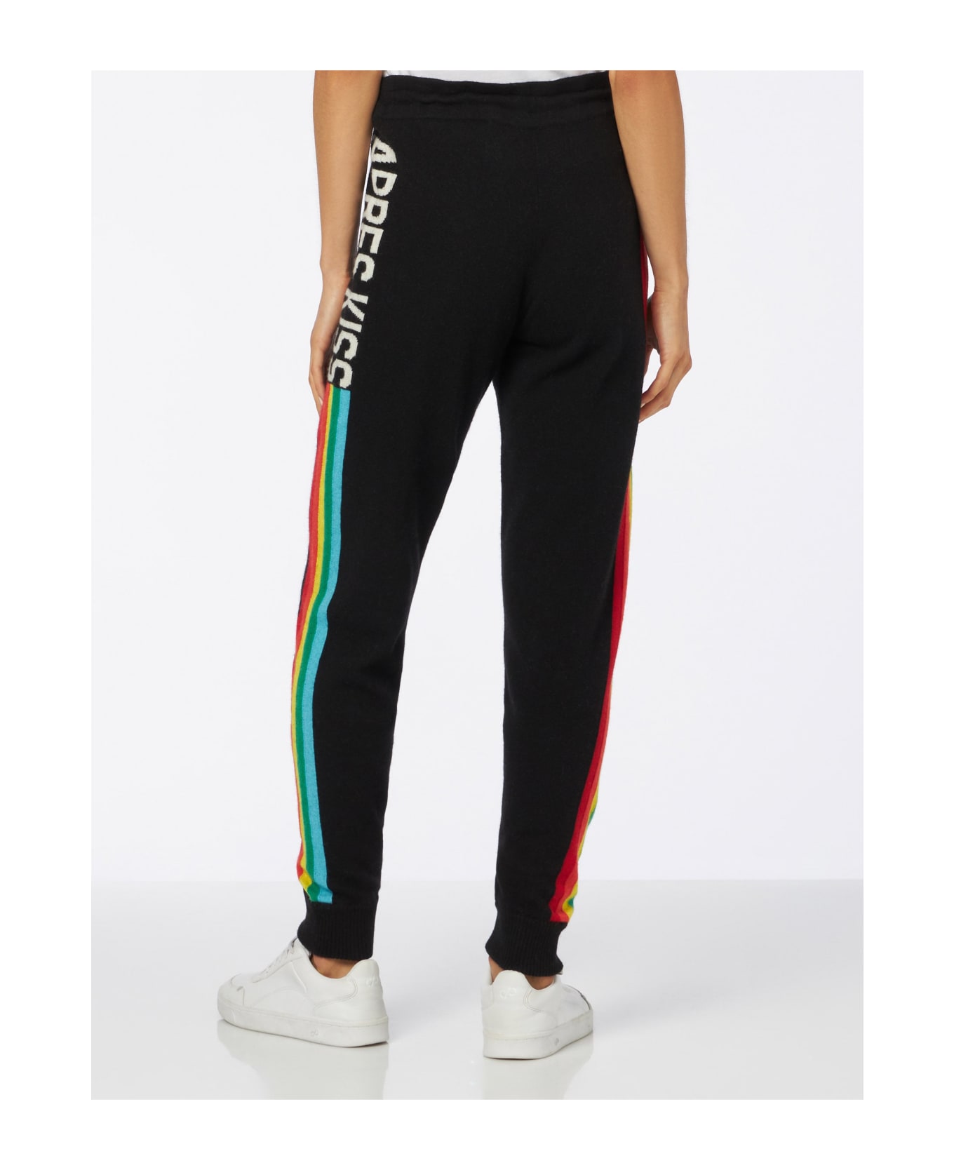 MC2 Saint Barth Knitted Sweatpants With Rainbow Intarsia - BLACK スウェットパンツ