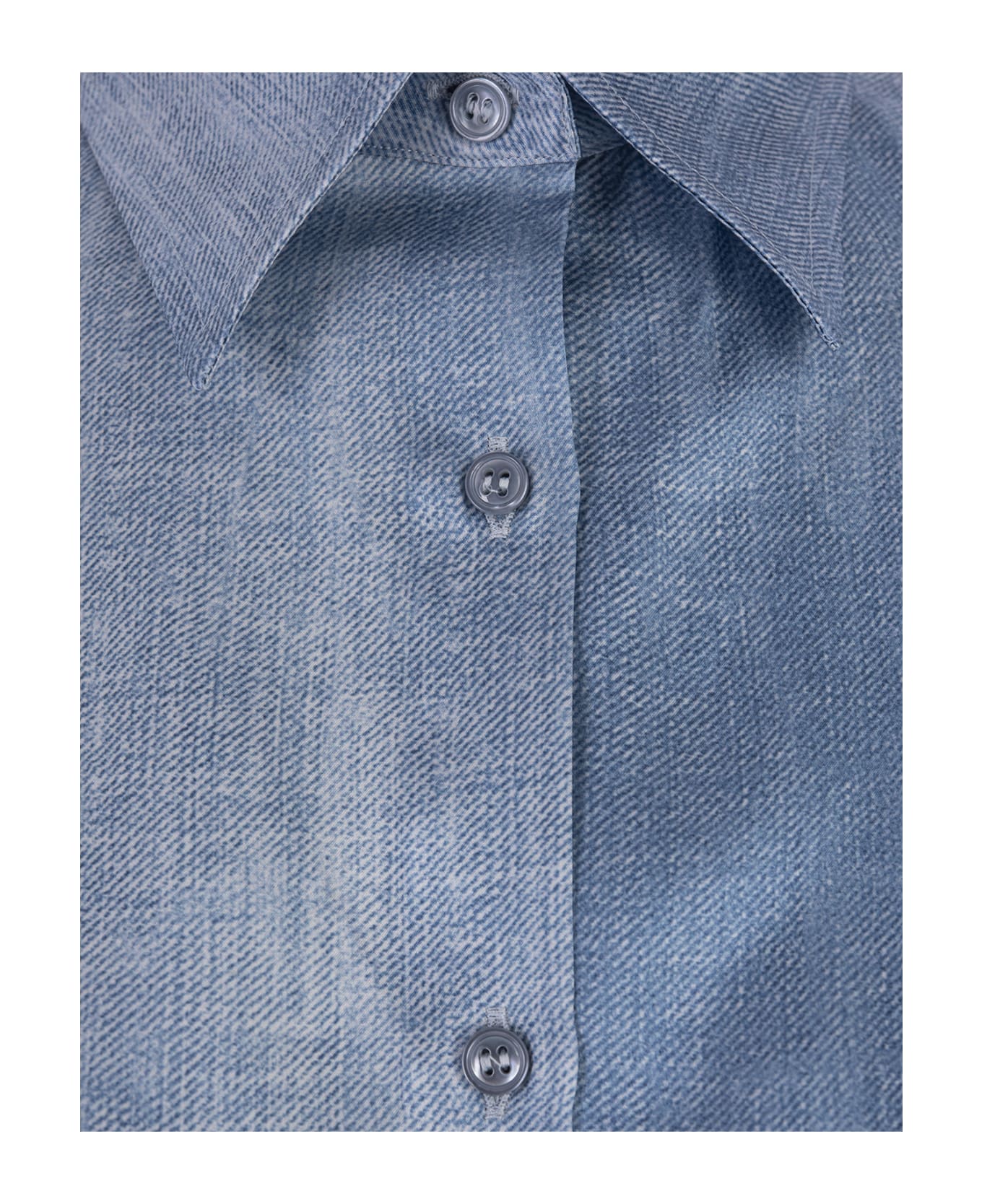 Ermanno Scervino Jeans Printed Satin Over Shirt - Blue