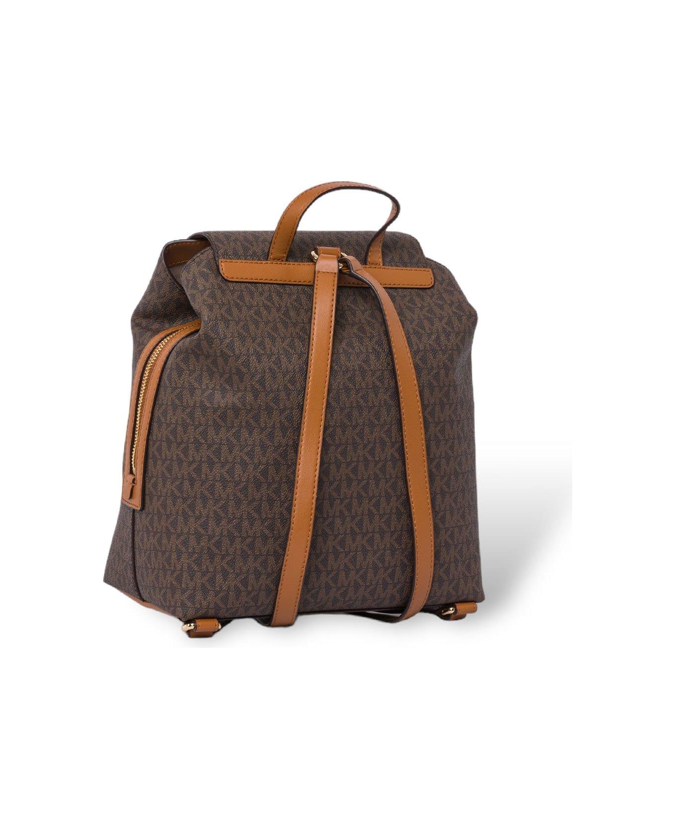 MICHAEL Michael Kors Logo Plaque Monogram-patterned Backpack - Brown