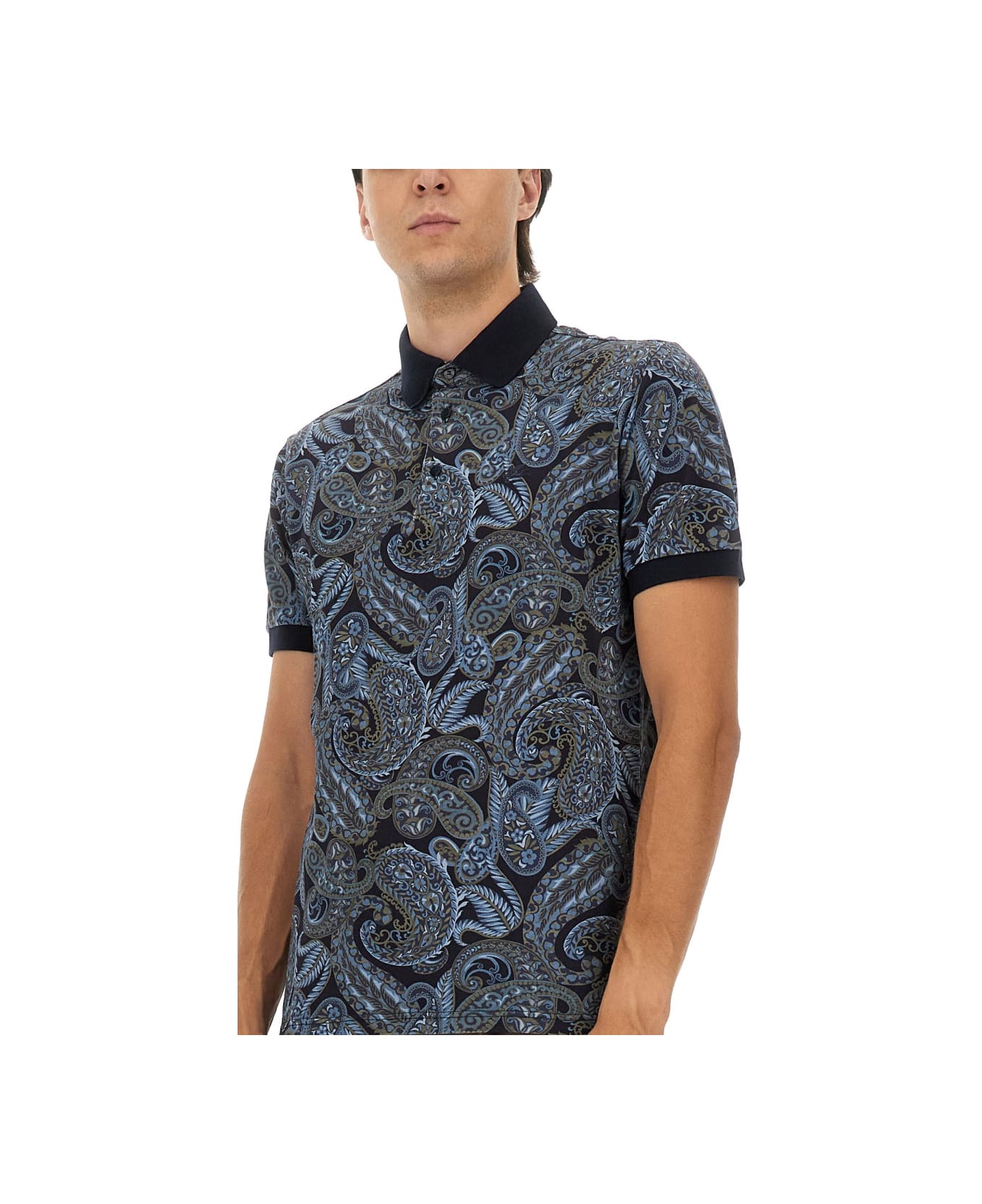 Etro Polo Shirt With Print - BLUE