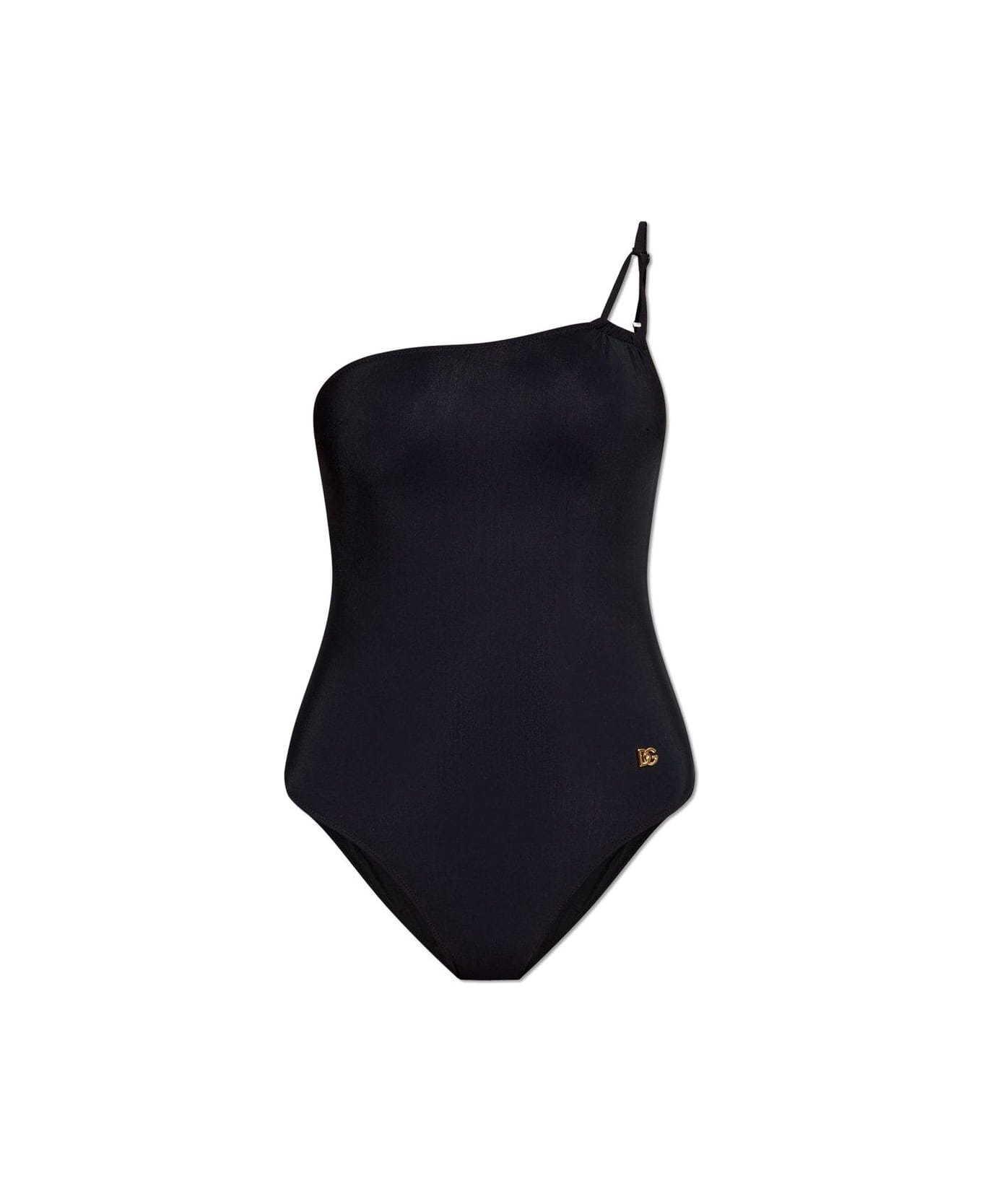 Dolce & Gabbana One-piece One-shoulder Swimsuit - BLACK