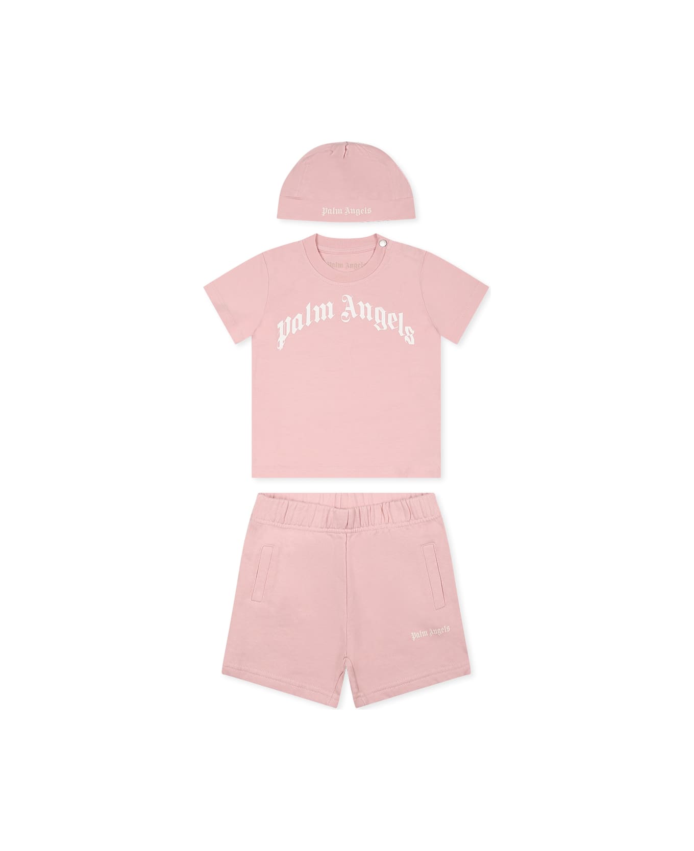 Palm Angels Pink Birth Set For Baby Girl With Logo - Pink