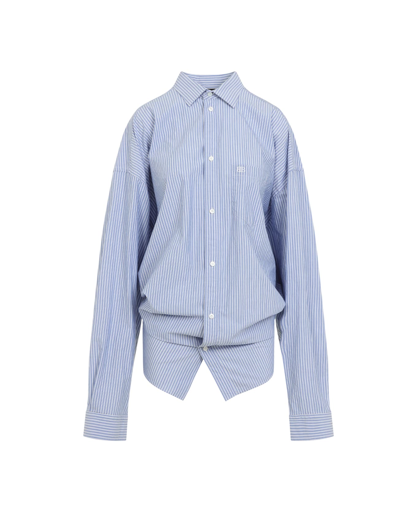 Balenciaga Long Sleeves Knotted Shirt - Blue White