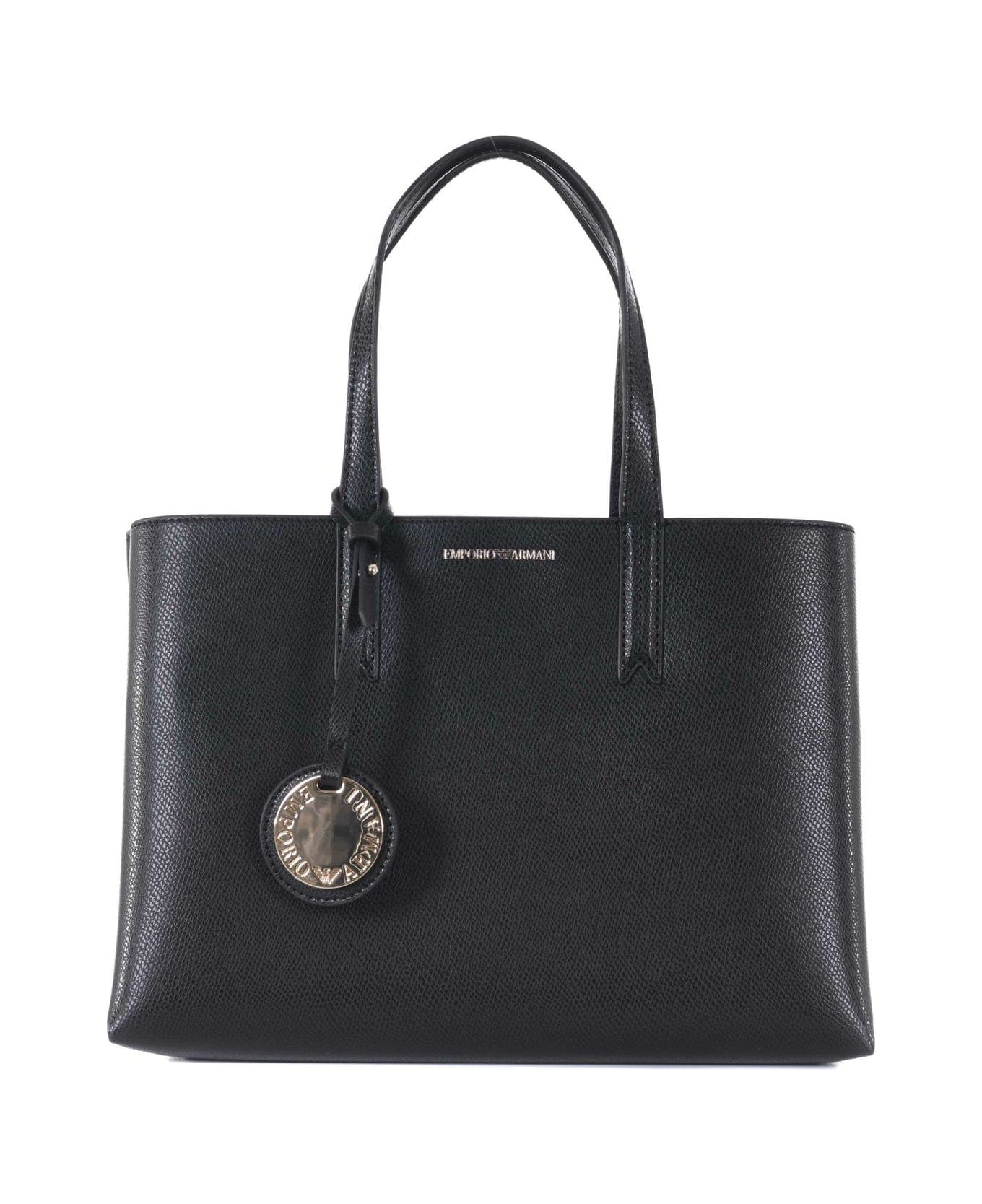 Emporio Armani Logo-charm Top Handle Tote Bag - BLACK トートバッグ