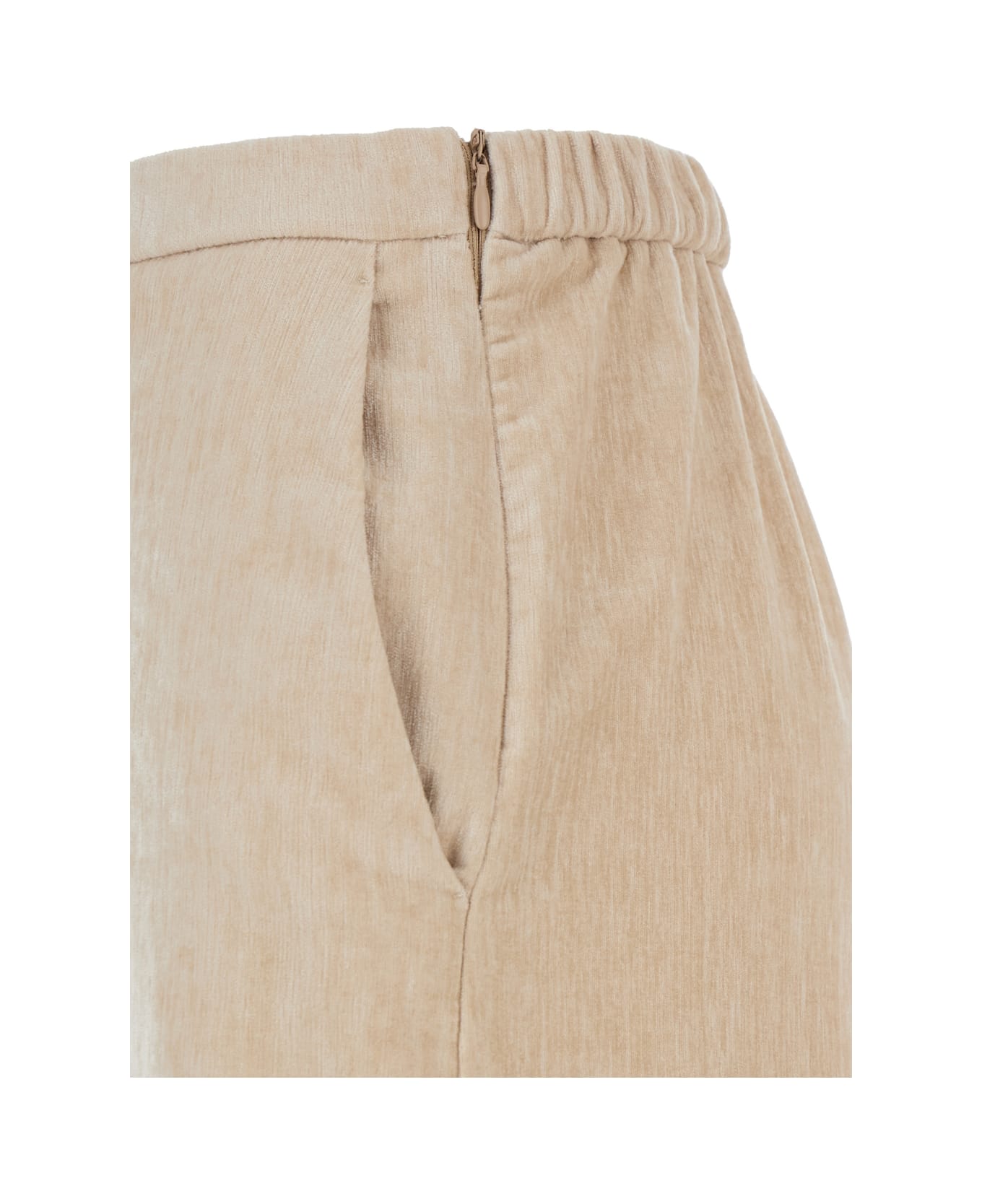 Forte_Forte Beige Trousers With Elastic Waist In Velvet Woman - Beige
