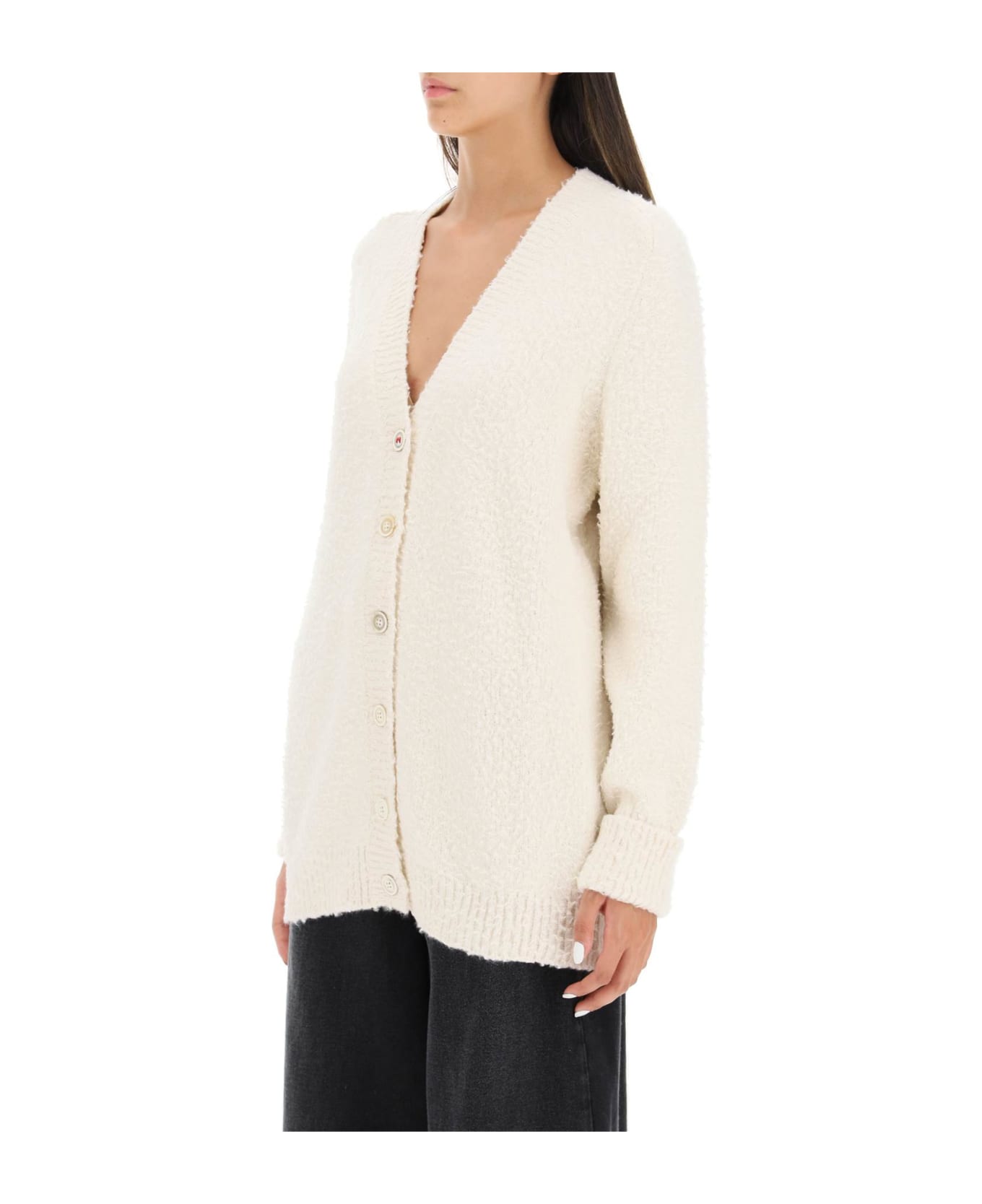 Maison Margiela Pilling Effect Knit Cardigan - White
