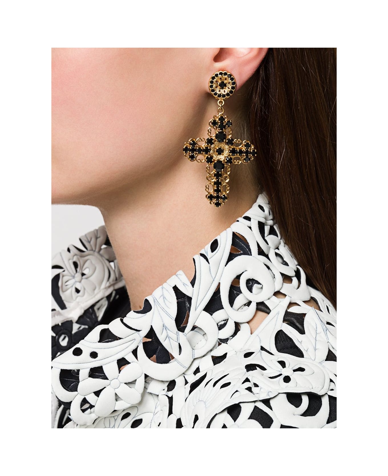Dolce 
Gabbana Cross Pendant Earrings - ORO