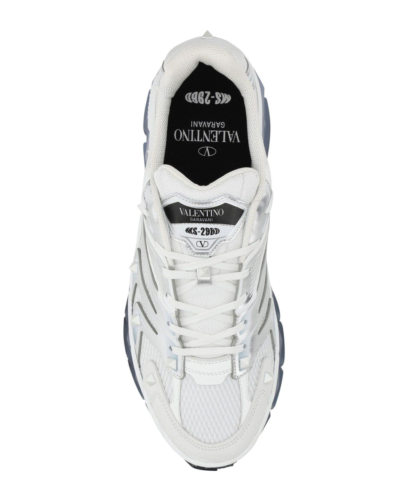 Valentino Garavani Two-tone Leather And Fabric Low-top Ms-2960 Sneakers - Bianco