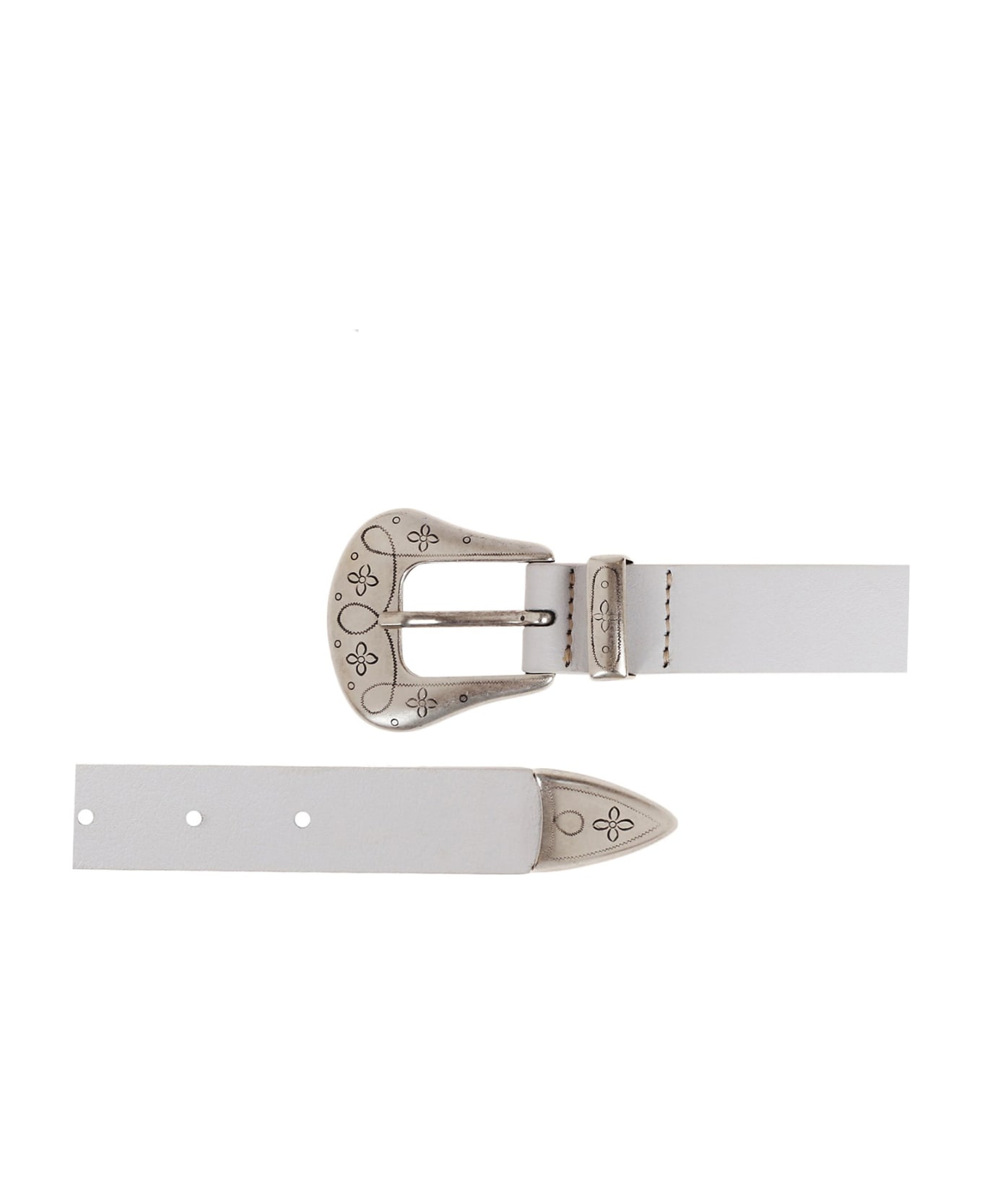 Eleventy White Leather Belt - BIANCO