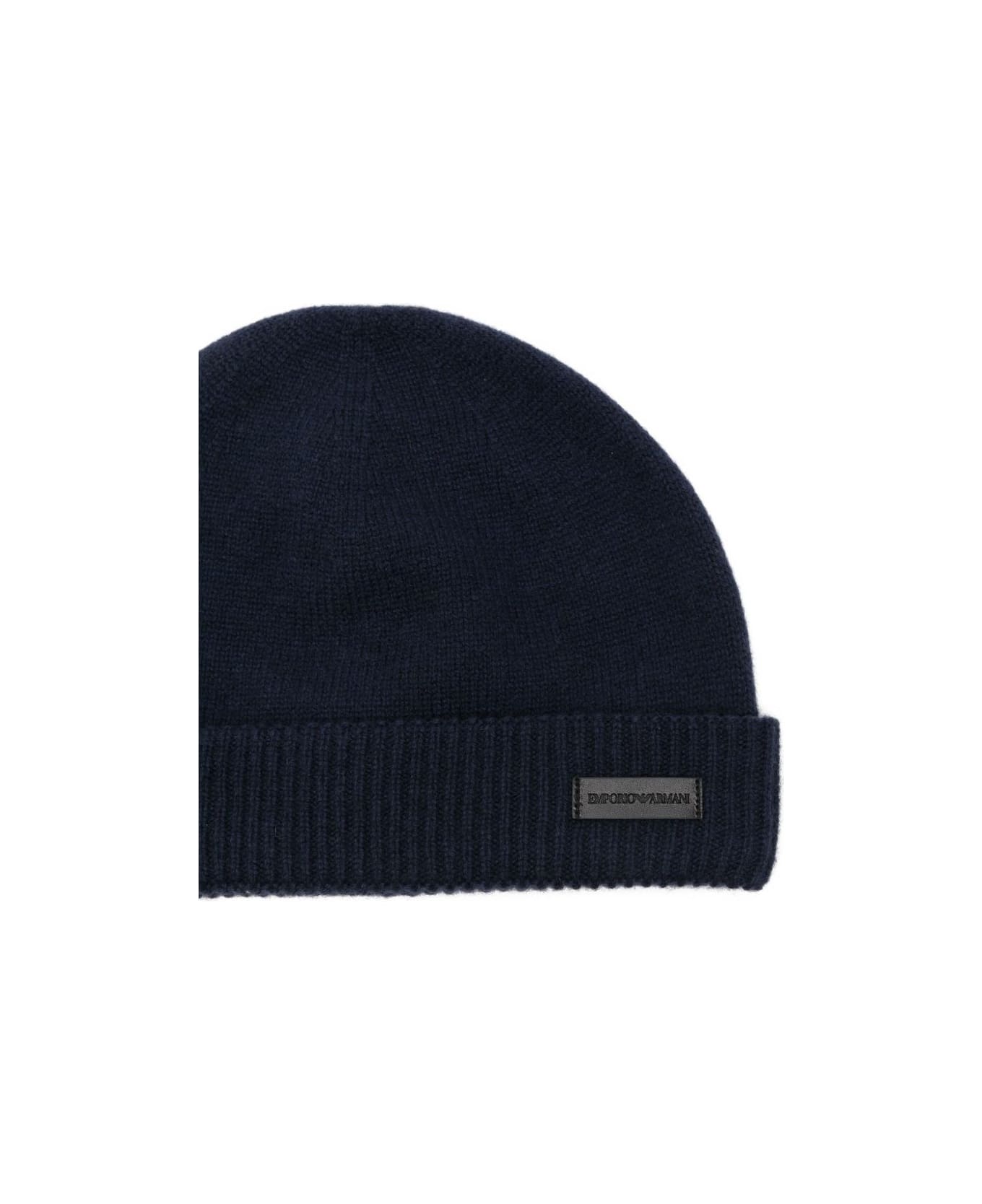 Emporio Armani Cashmere Beanie - Blue
