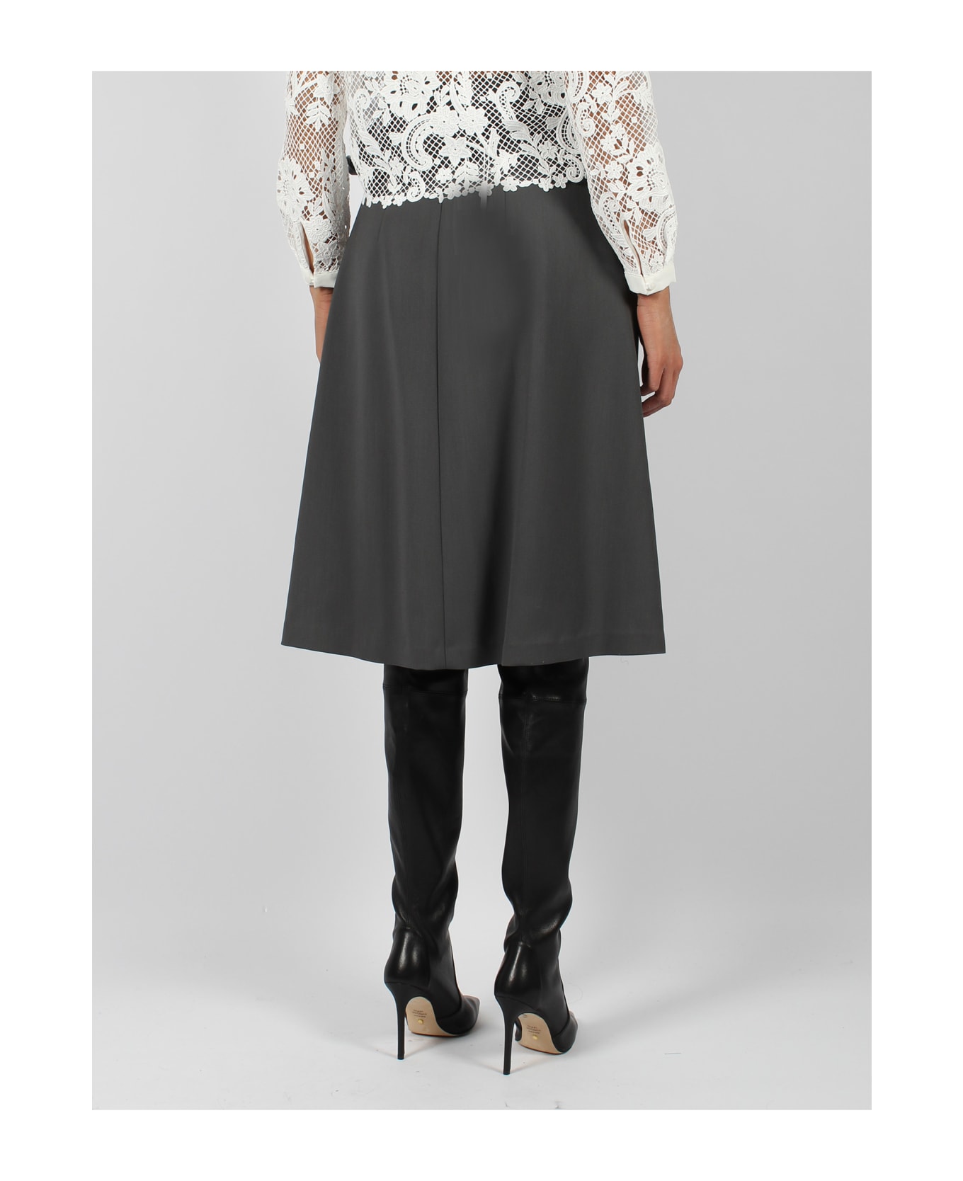 Parosh Belted Midi Skirt - Grey