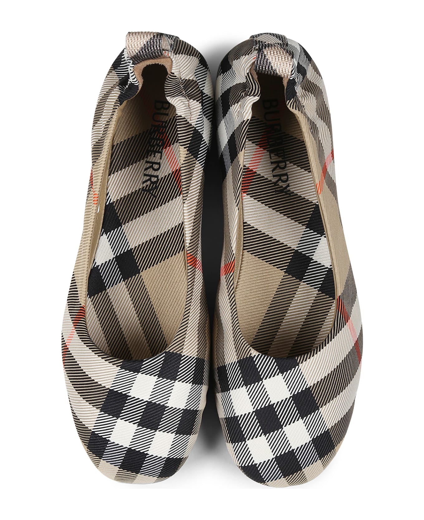 Burberry Beige Ballet Flats For Girl With Vintage Check - Beige