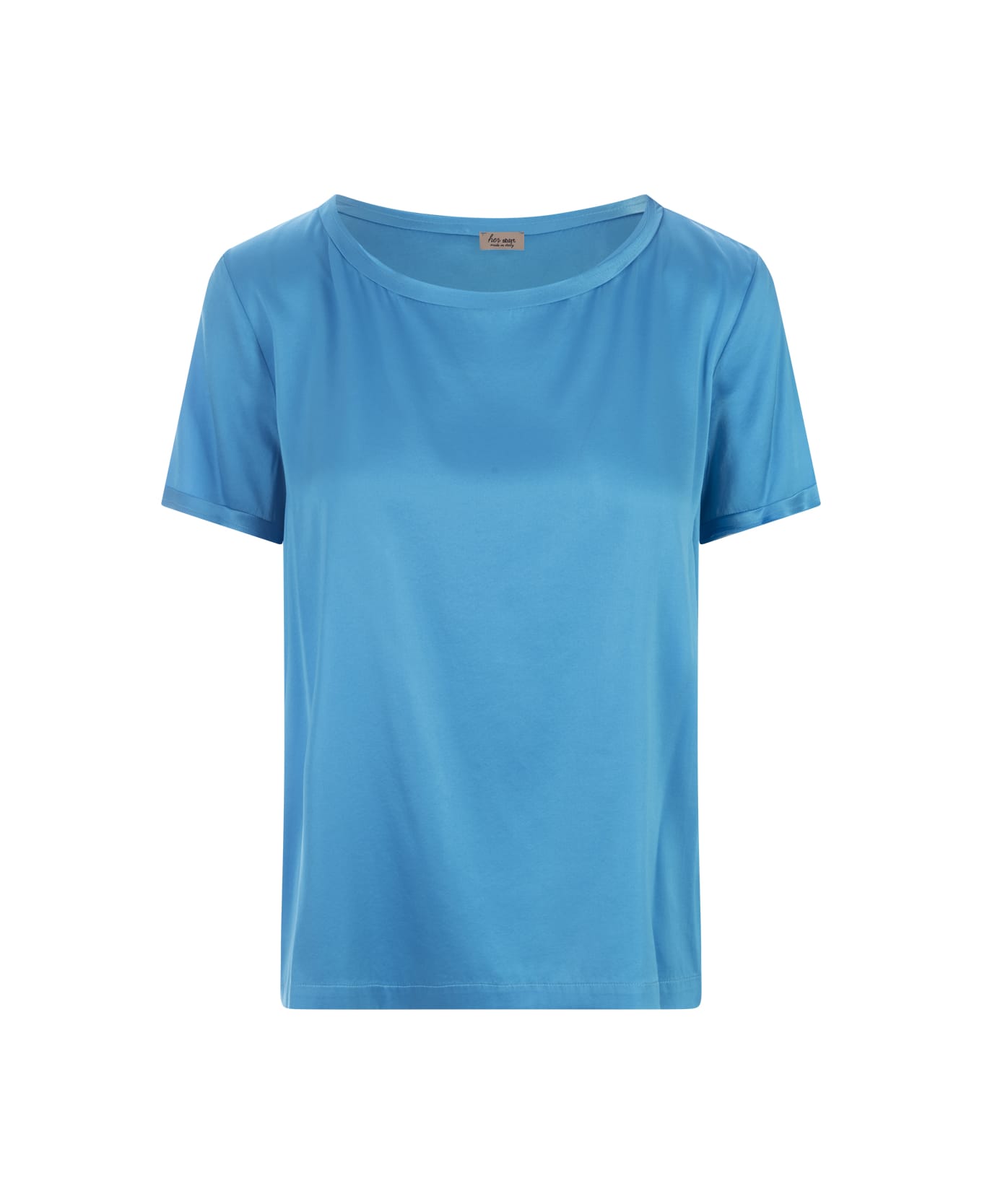 Her Shirt Blue Silk T-shirt - Blue