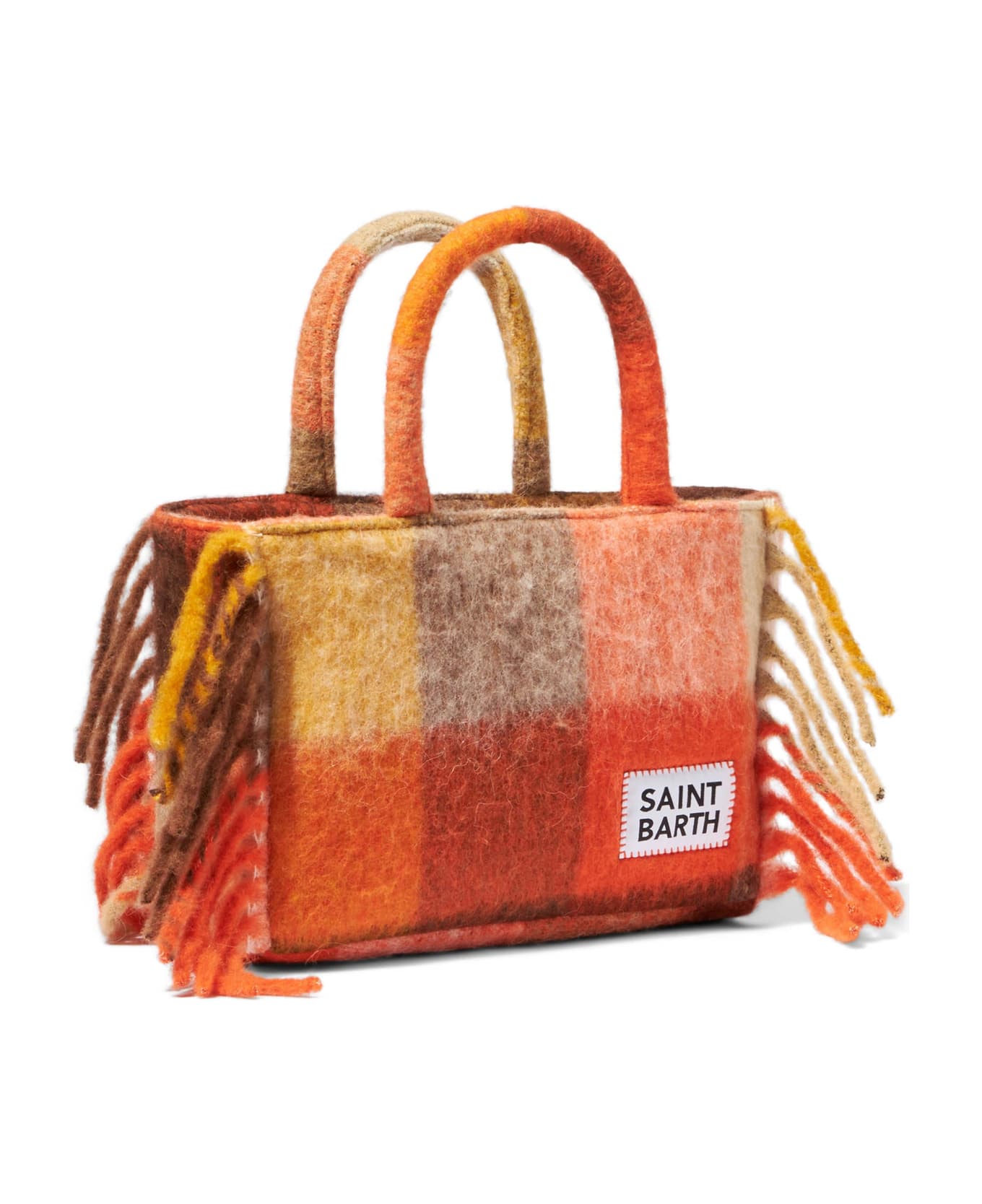 MC2 Saint Barth Colette Handbag With Multicolor Check And Fringes - BROWN