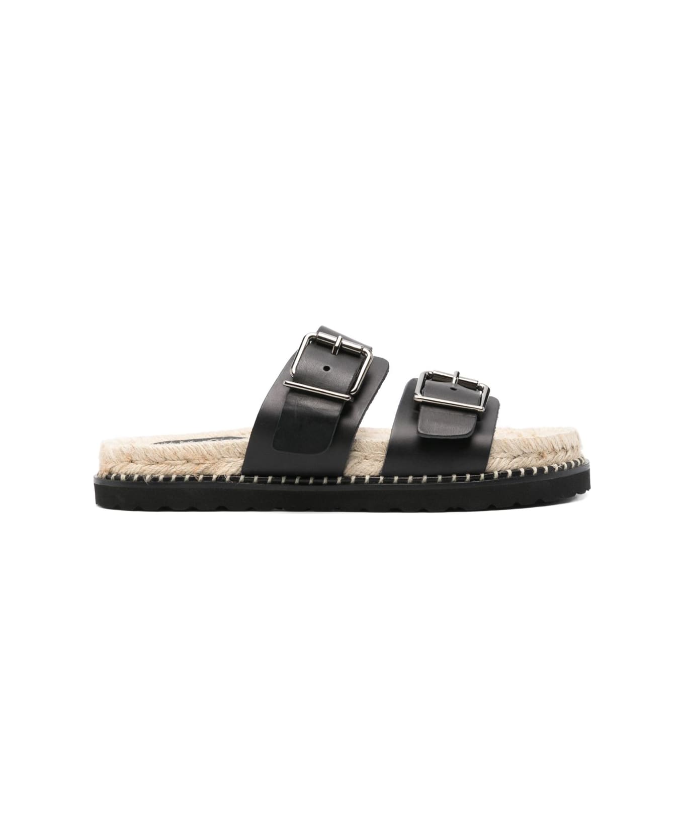 Castañer Ter Leather Flat Sandals - Black