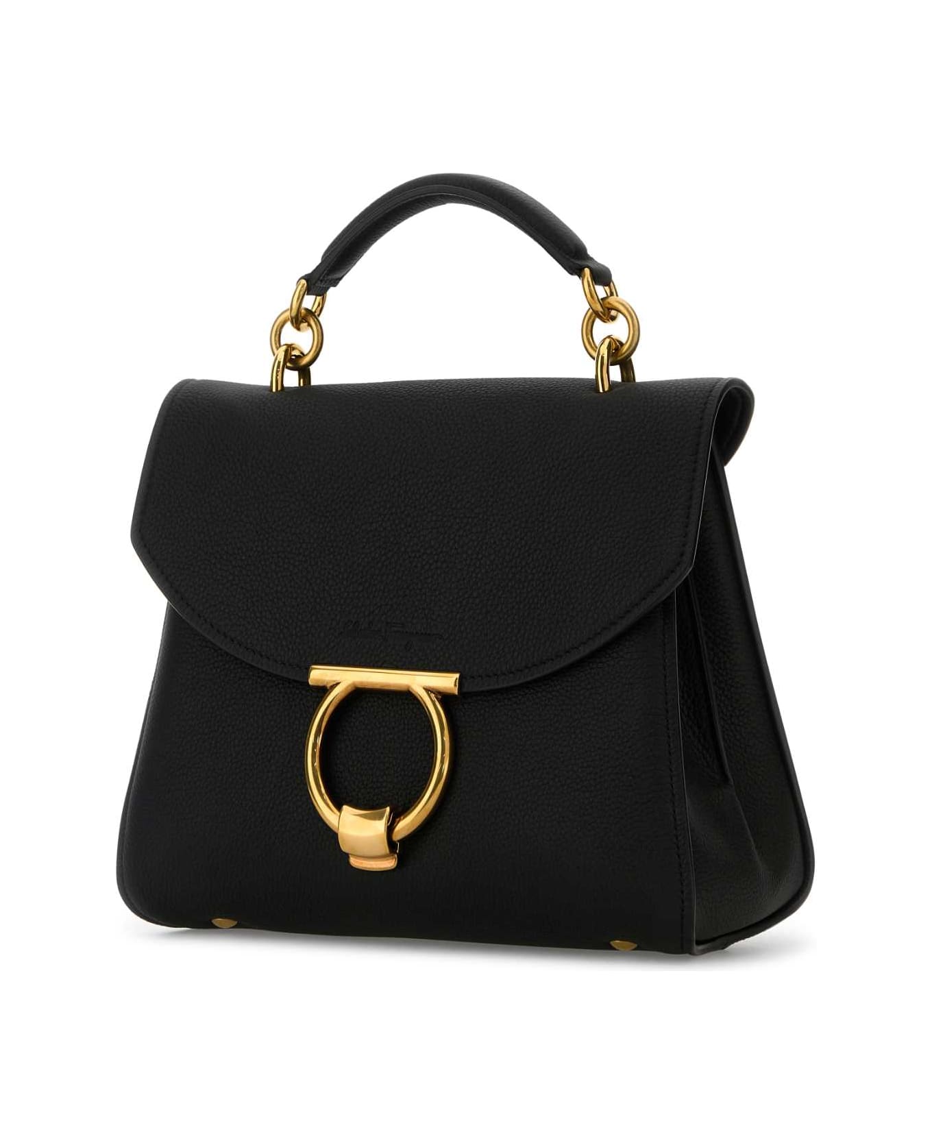 Ferragamo Black Leather Margot Handbag - NERONERO