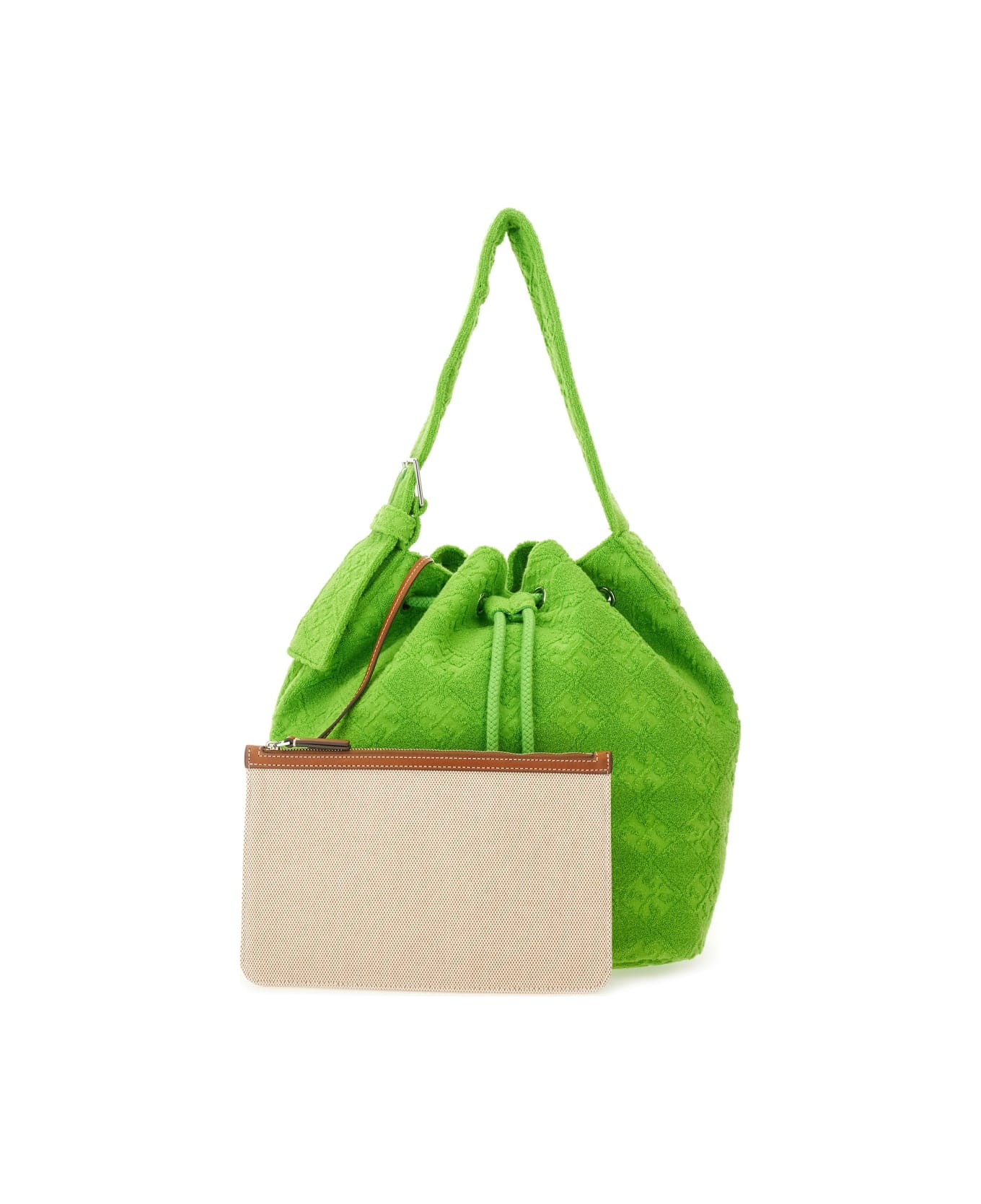 Tory Burch Oversized "t Monogram" Bucket Bag - GREEN