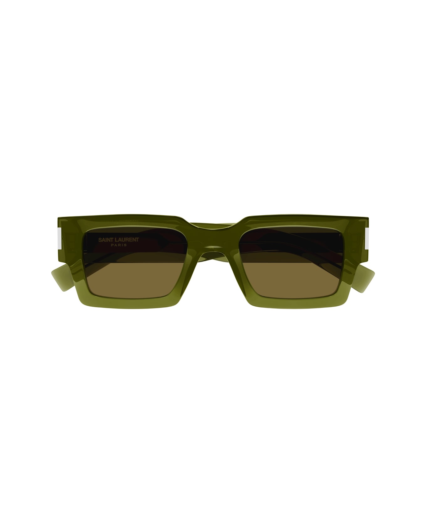 Saint Laurent Eyewear Saint Laurent Sl 572 Linea Corner Angle 005 Green Brown Sunglasses - Verde