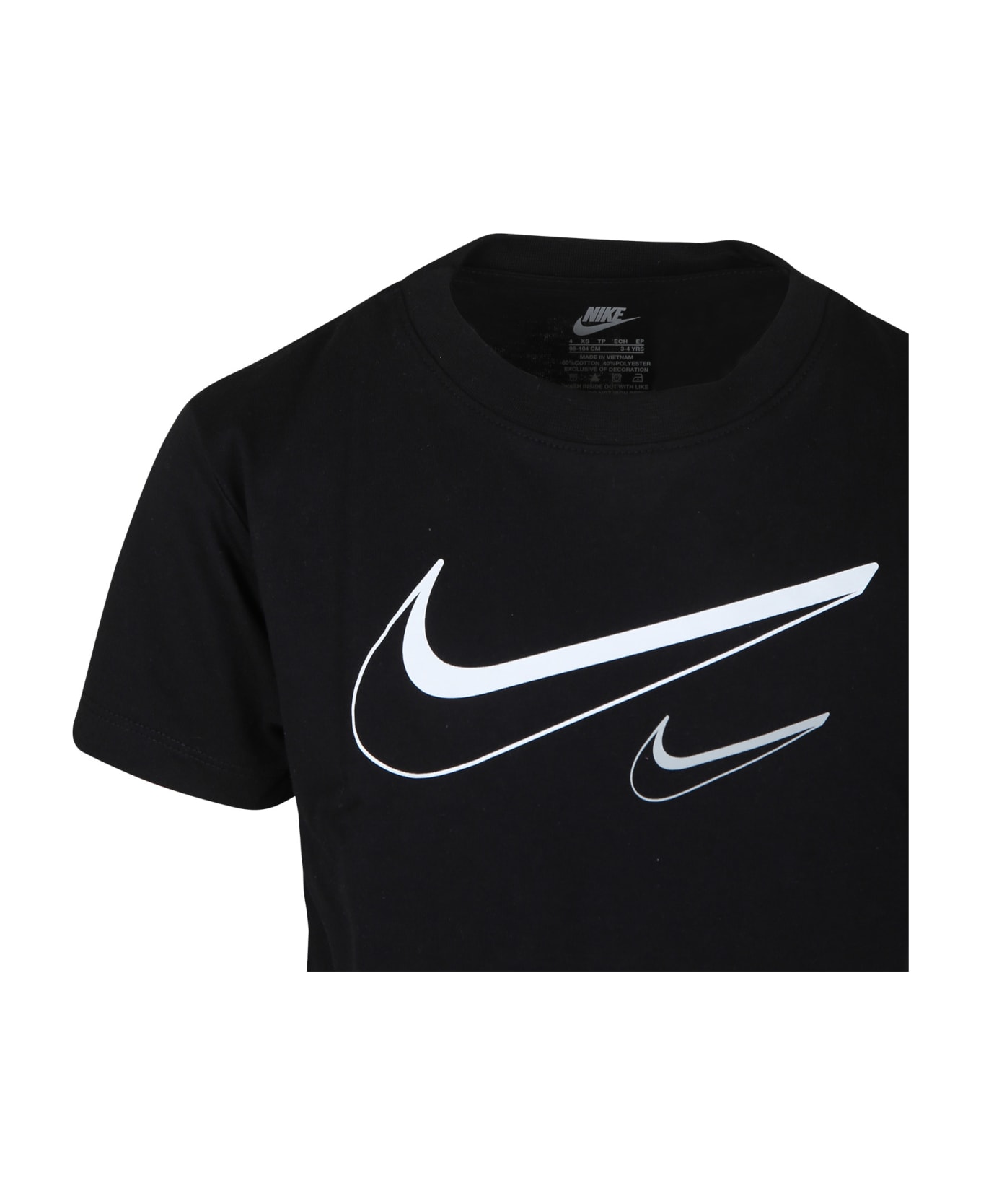 Nike Black T-shirt For Girl With Swoosh - Black Tシャツ＆ポロシャツ