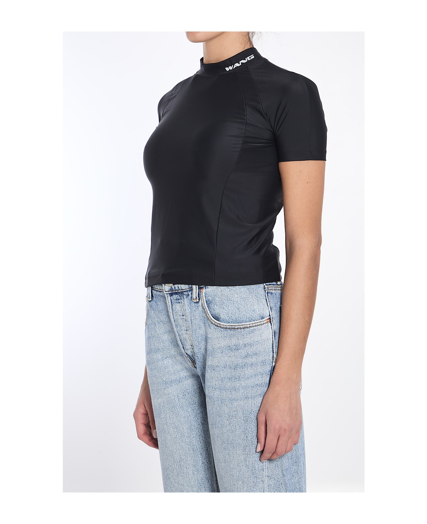 Alexander Wang Rash Guard T-shirt With Logo - BLACK