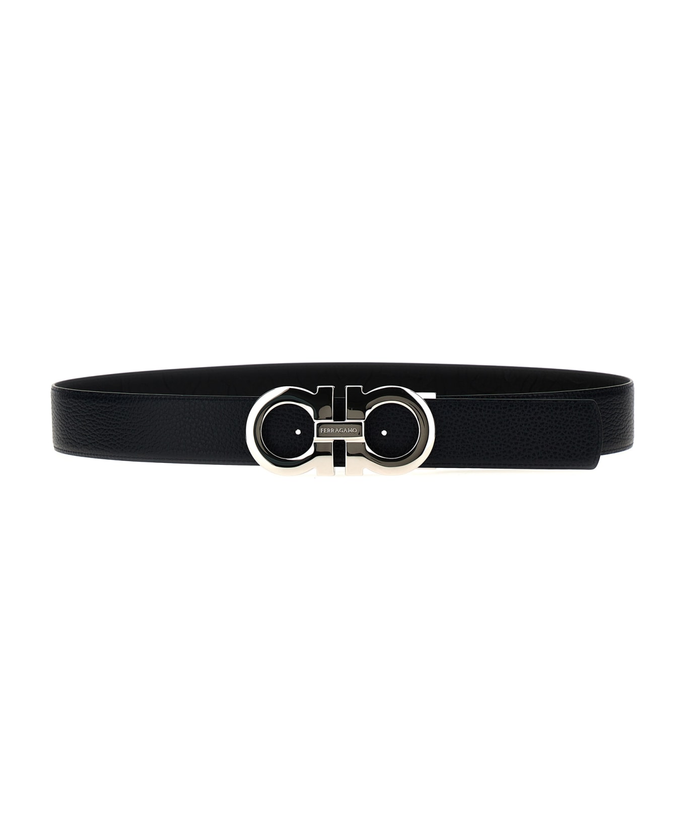 Ferragamo 'gancini' Reversible Belt - Black  