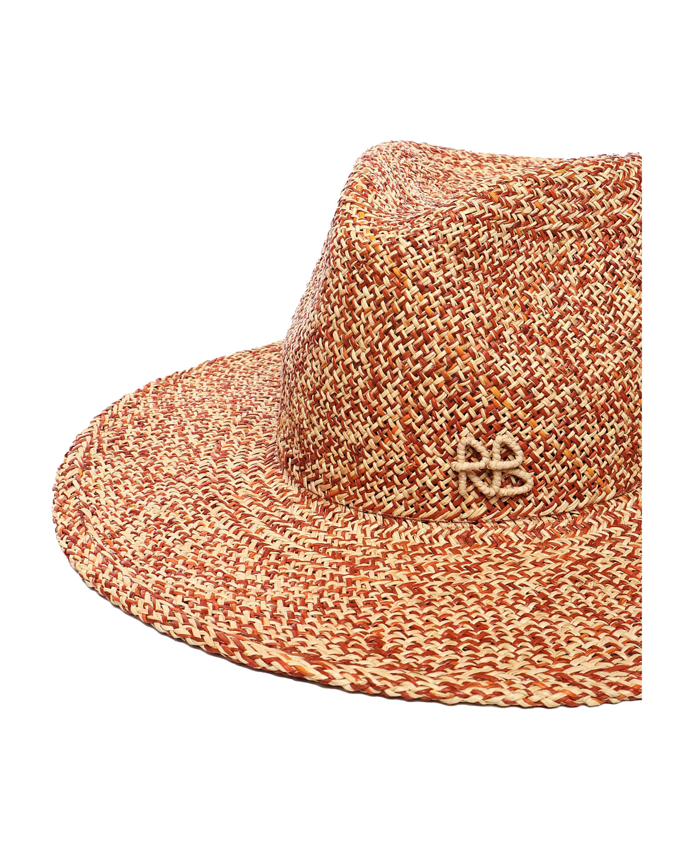 Ruslan Baginskiy Straw Fedora With Logo - BEIGE RED
