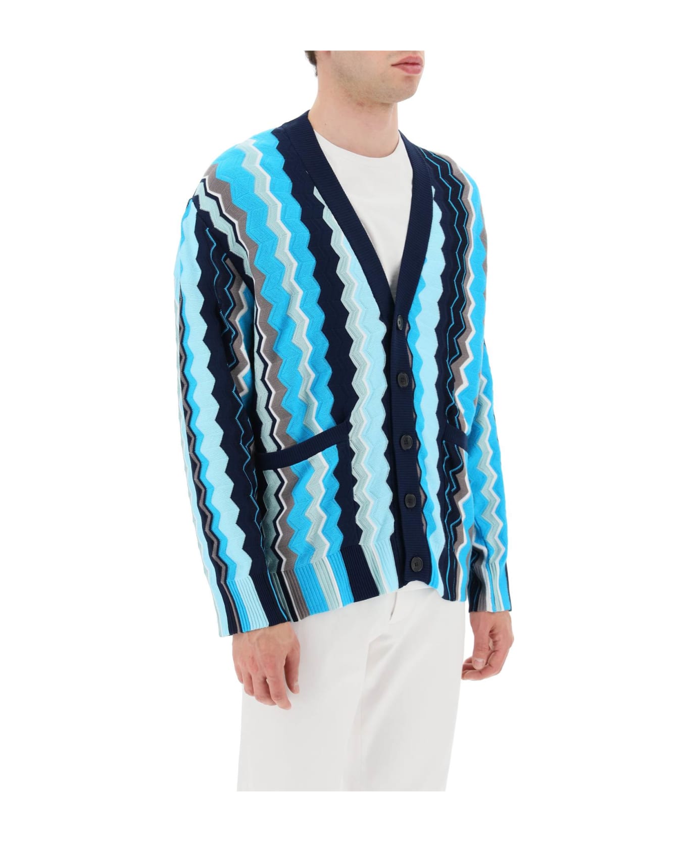 Missoni Patterned Cardigan - WHITE AND BLUE TONES (Blue)